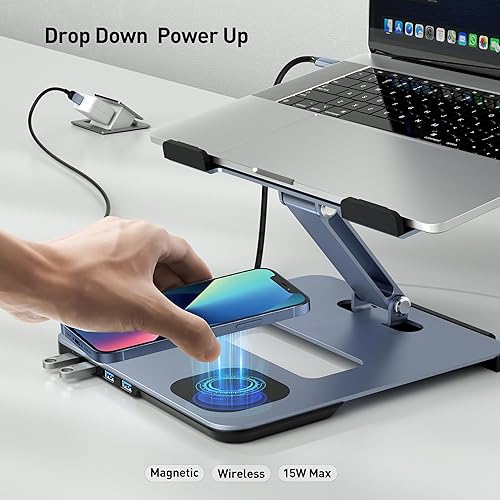 Miniatura 5 de BENFEI Soporte para laptop con estación de acoplamiento USB C 6 en 1, cargador inalámbrico magnético de 15 W, interruptor KVM USB 3.0, HDMI 4K a