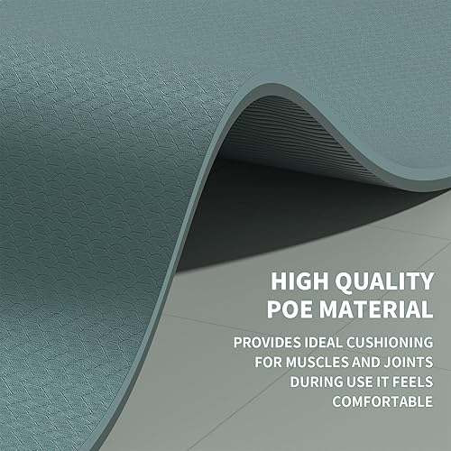 Miniatura 6 de Esterilla de yoga grande de 0.315 pulgadas (6 x 4 pies), extra larga y ancha, 72 x 48 x 0.32 pulgadas, tapete de fitness POE antideslizante,