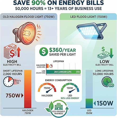 Miniatura 5 de XXBSAZ Luz de inundación LED de 150 W para exteriores, luz de trabajo de seguridad cableada y enchufable de alto rendimiento, IP66 impermeable 6500