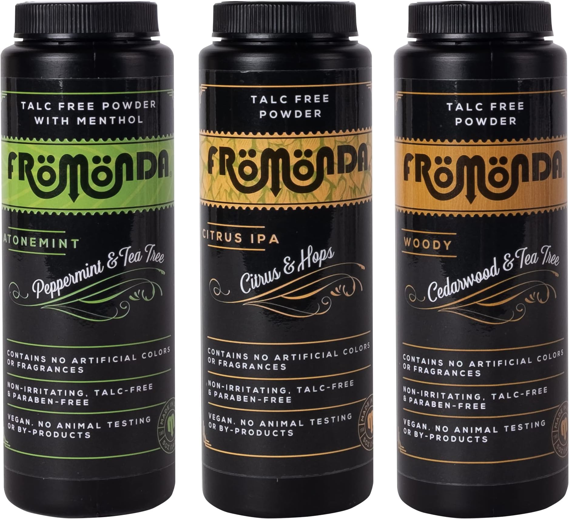 (Multi-Scent) Body Powder (5 oz. 3-Pack) Unisex, Talc-Free, Anti-Chafing, Sweat Defense with Essential Oils