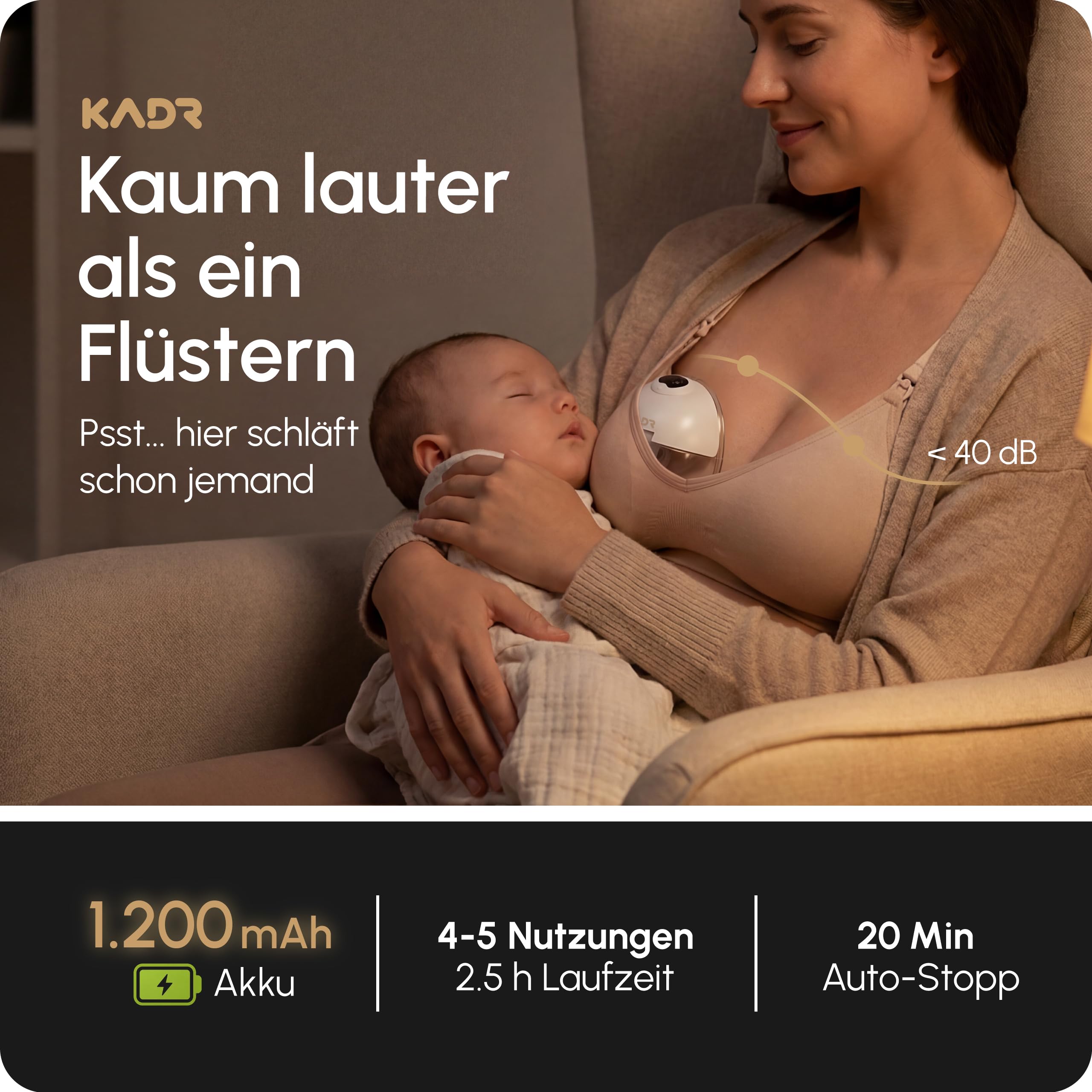 KADR Milchpumpe inkl. Milchbeutel elektrisch tragbar S39, Elektrische Milchpumpe freihändig 4 Modi 12 Stufen mit 17/19/21mm Flansch, mit Zubehör Weiss (2 Stück, Doppelpumpe) (1 Stück, Einzelpumpe)