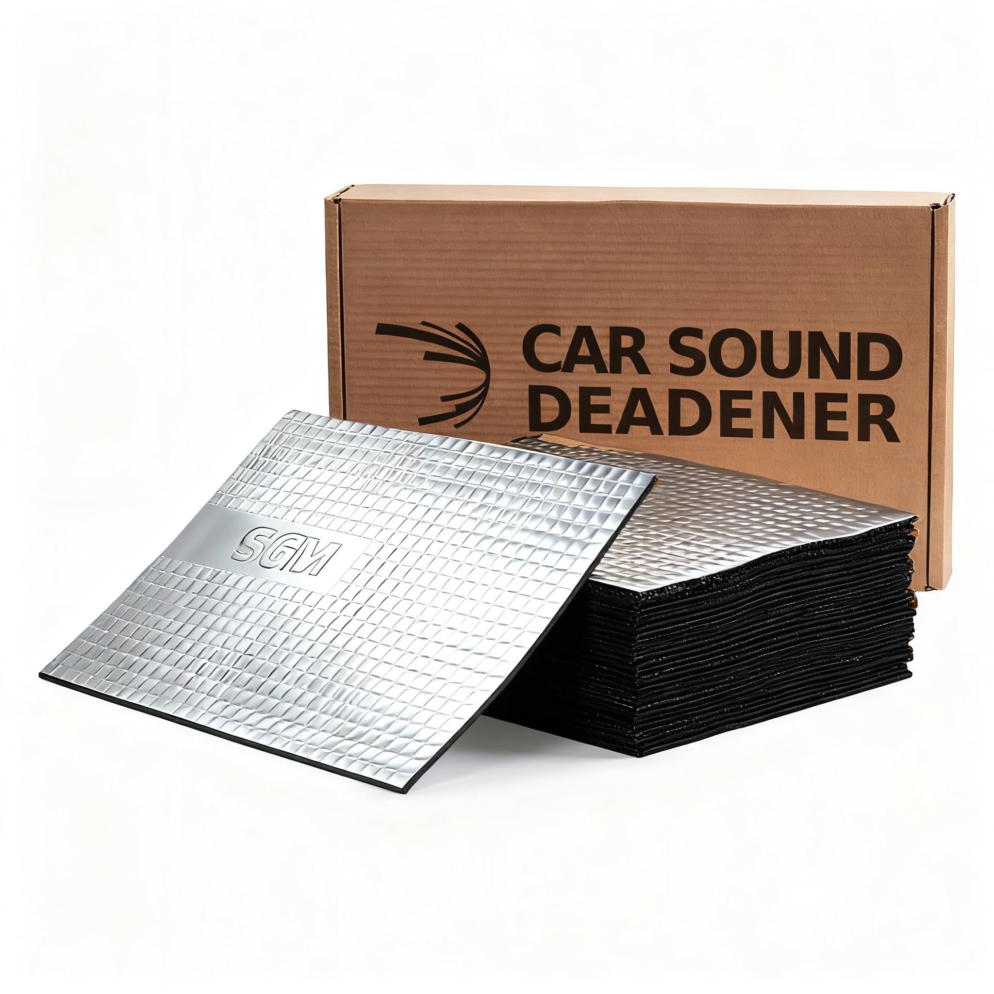 SGM Silver Car Sound Deadening Mat 80 mil (2mm) 36 sqft (3.4 sqm), Automotive Sound Deadener, Self Adhesive Butyl Car Sound Deadening Material, Audio Noise Insulation and Dampening Sheets