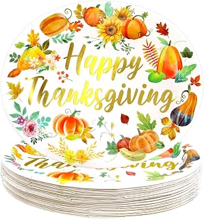 Fancy Land Thanksgiving Oval Paper Plates Disposable Pumpkin Plates Fall Serving Dinner Platter for Autumn Harvest Holiday Party Supplies Decor 24 ct 10" X 12"