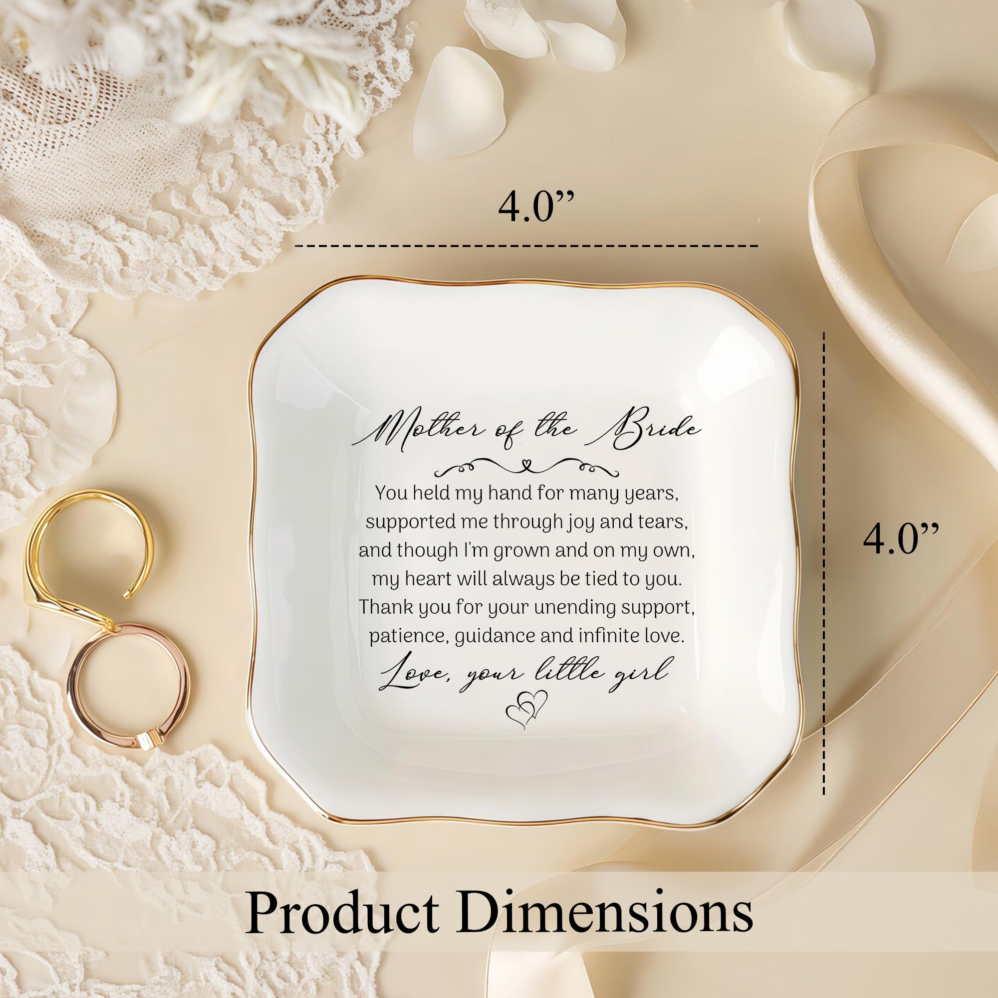 Mother of the Bride Jewelry Dish – Sentimental Wedding Gift from Daughter, Mom of the Bridal Gifts, Elegant Gift for Mother of Bride on Wedding Day