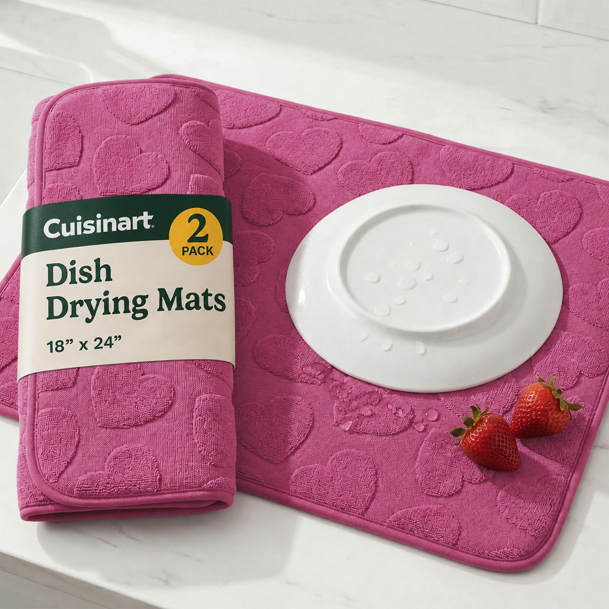 Cuisinart Dish Drying Mat for Kitchen Counter, 2Pack XL 18x24in, Microfiber