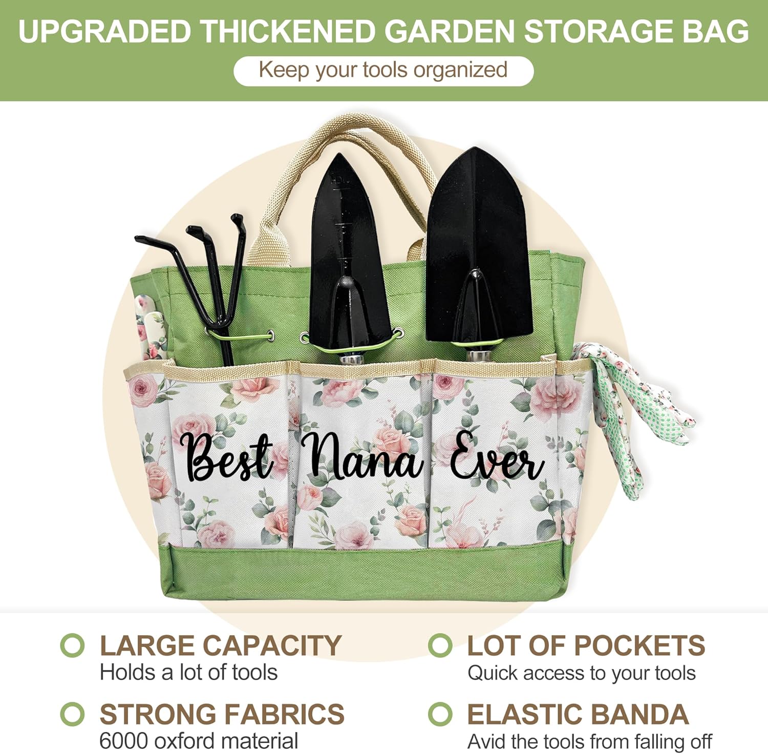 Nana Gifts, Mothers Day Garden Kit for Nana Gifts from Grandkids Floral Gardening Tools and Durable Garden Tools Organizer Tote, Ideal Gardening Set for Women on Christmas Plant Lover Present