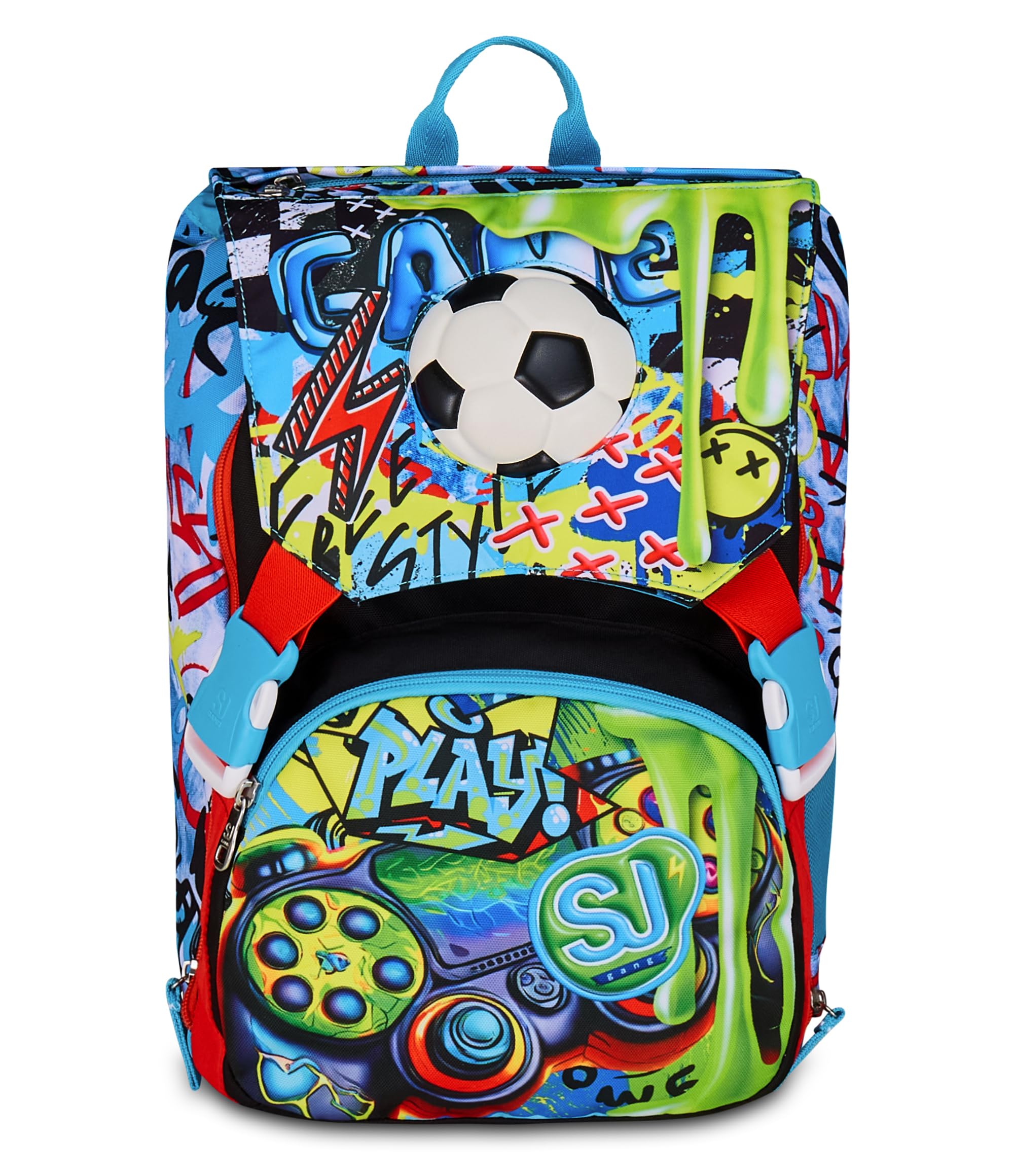 SJ GANG STYLE JAM GANG Zaino Doppio Scomparto Estensibile, Blu, Maxi Capienza, Schienale Preformato, Bambino, Scuola Elementare