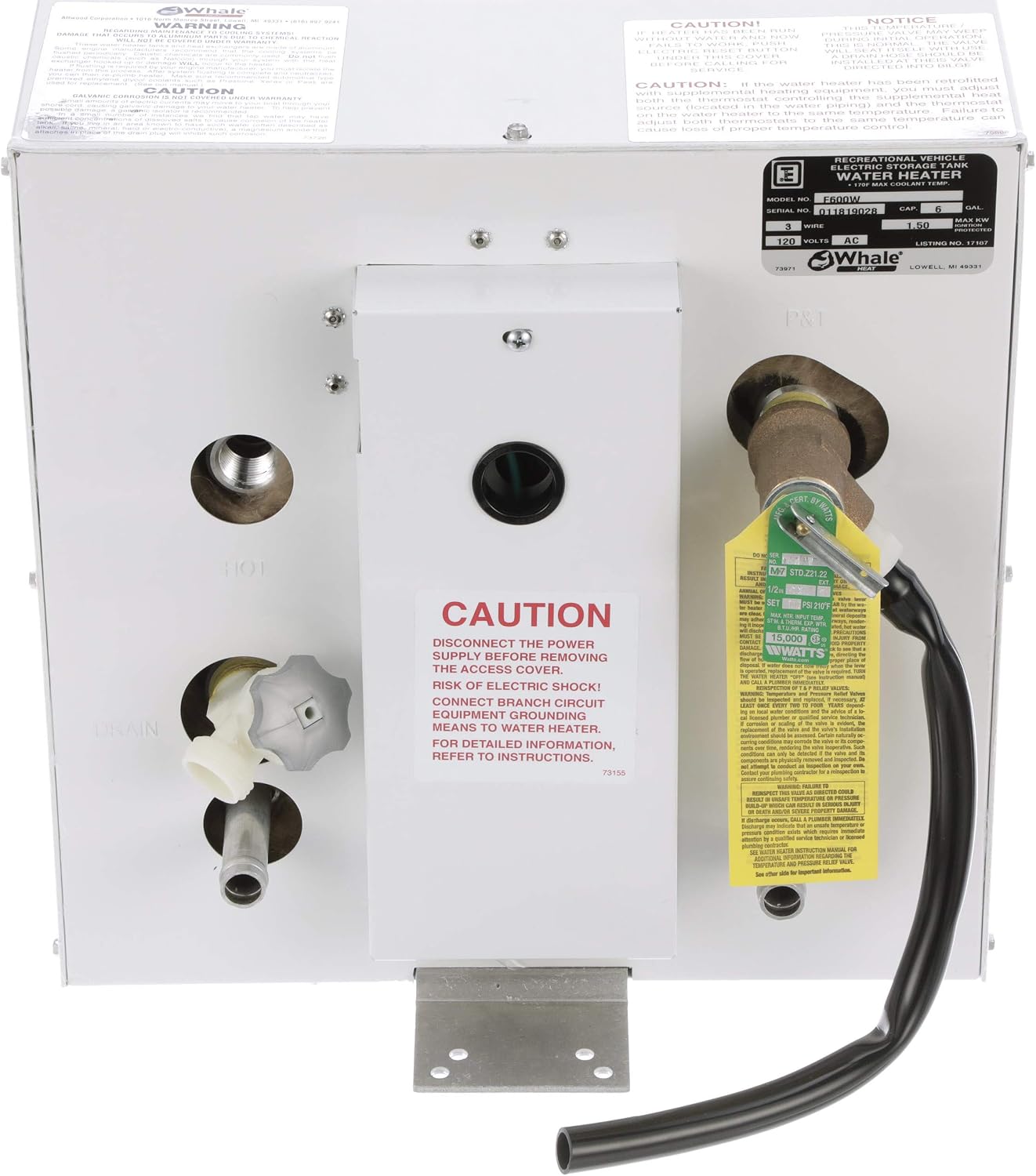 Whale Premium Water Heater - 3 or 6-Gallon Capacity - 120V - Perfect for Boats and RV