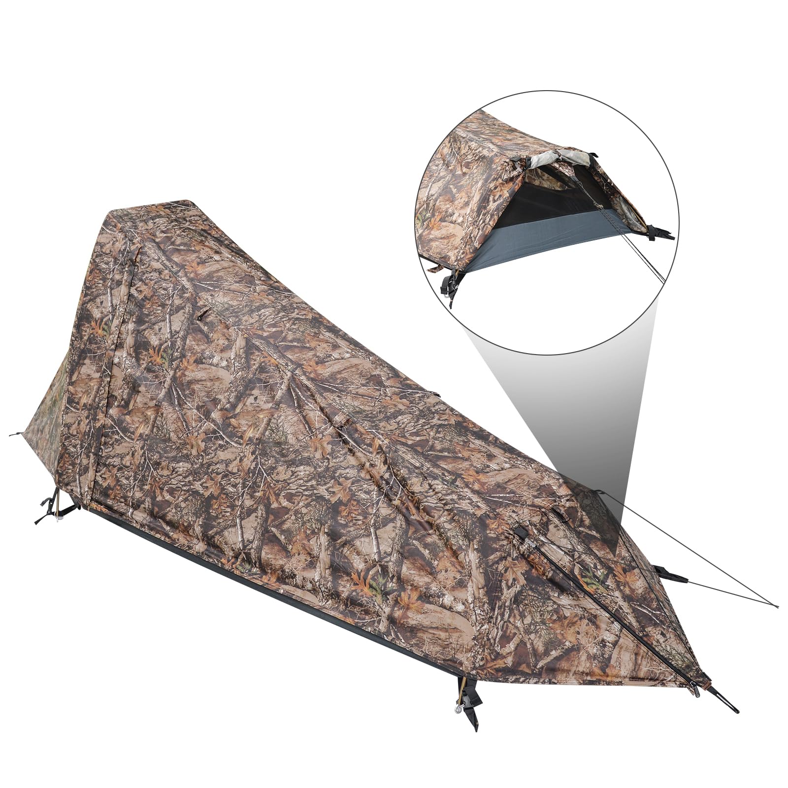 GEERTOP 1 Person Biwakzelt Biwaksack Zelt Trekkingzelt Campingzelt Minipack Leicht, 3 bis 4 Jahreszeiten für Outdoor Camping Wandern Reisen und Klettern
