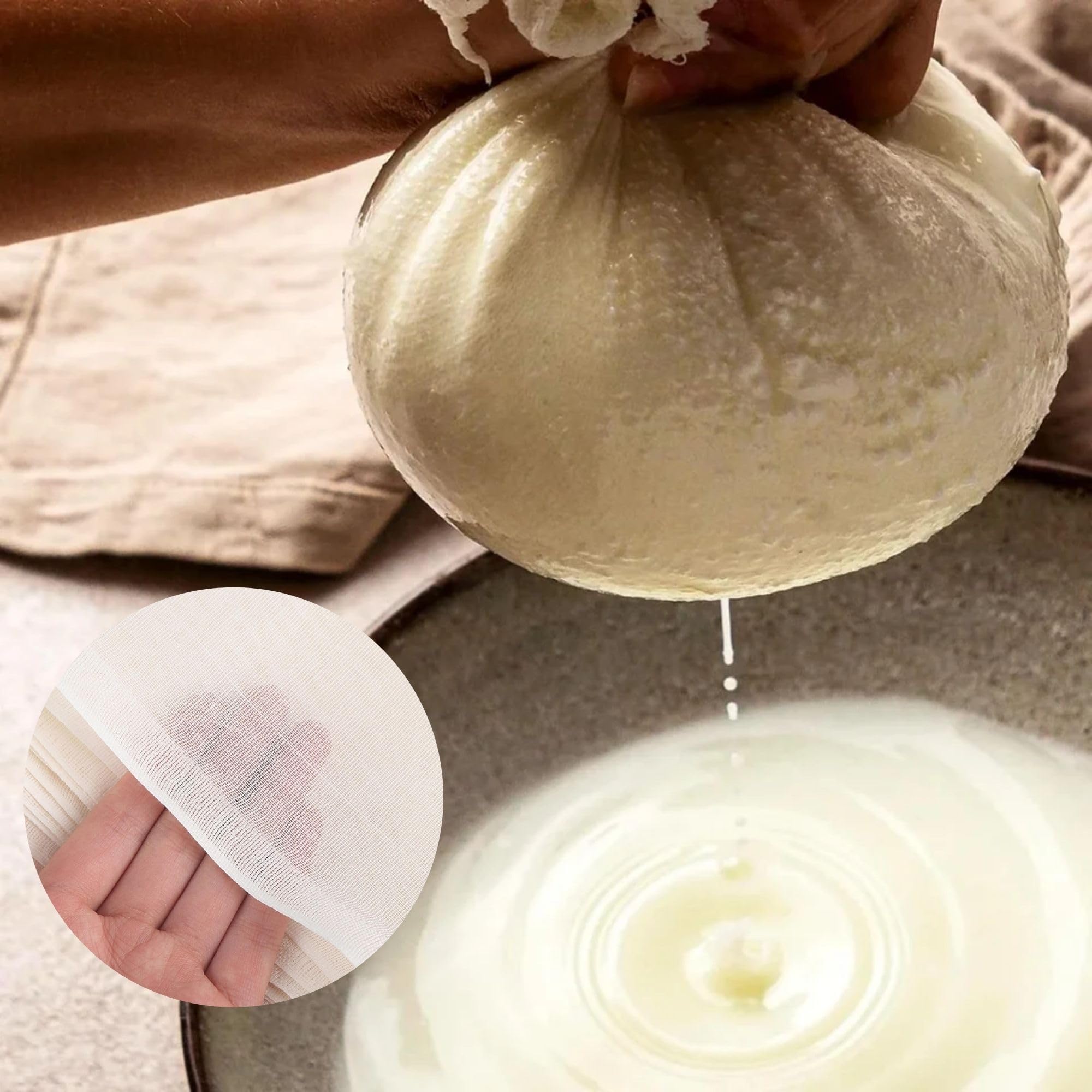100% Unbleached Cotton Cheesecloth – Reusable Muslin Strainer Fabric for Cooking, Baking, and Filtering | Fine Weave Cloth for Straining Sauces, Soups, Juices, and Cheese Making | 2-Meter