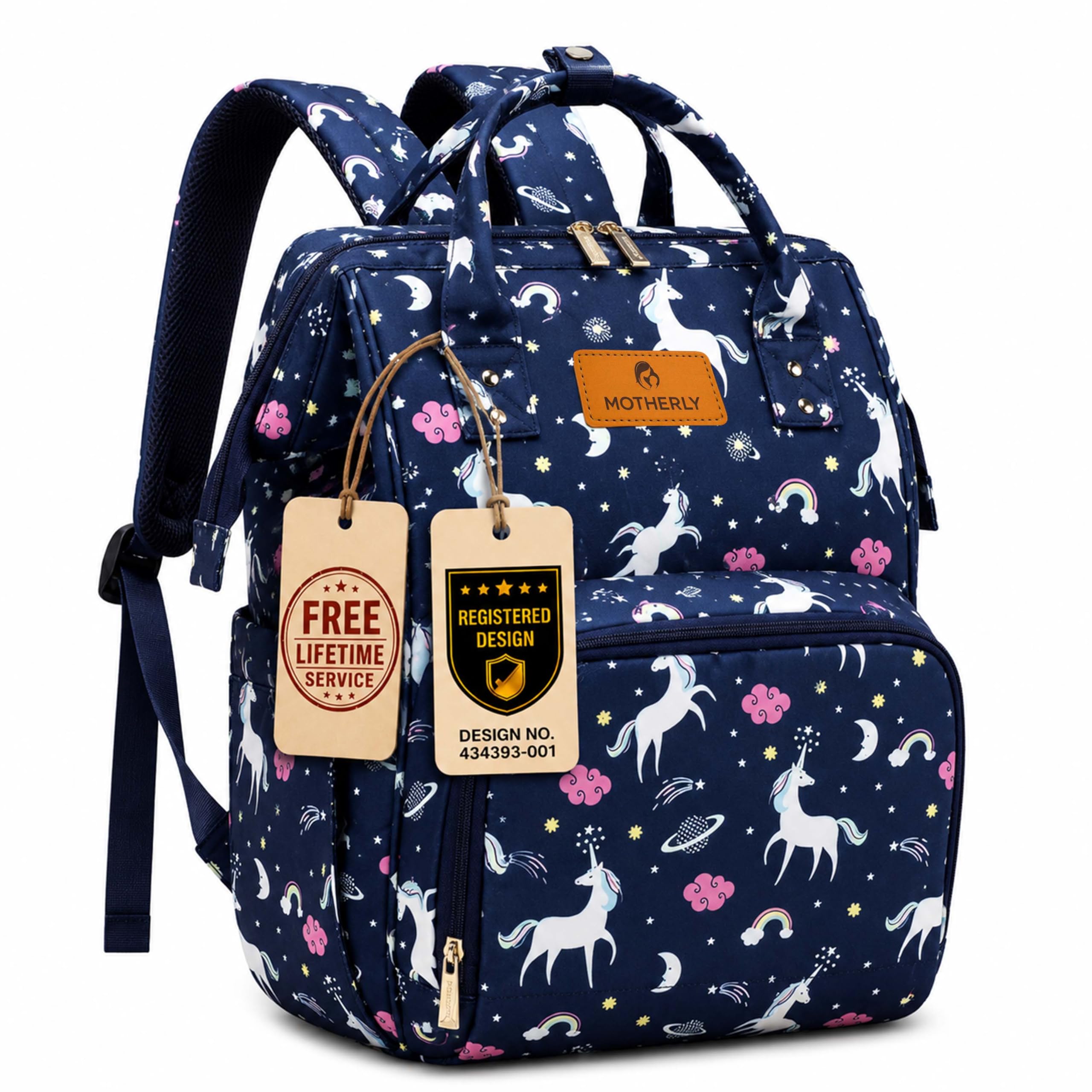 Motherly Elegant Diaper Bag for Mothers for Travel with Warranty, Maternity Bag for Newborn Baby, Mothers Travelling Bag, Multipocket Water Resistant Baby Bag, Hospital Bag for Moms (Unicorn Blue)-image-30