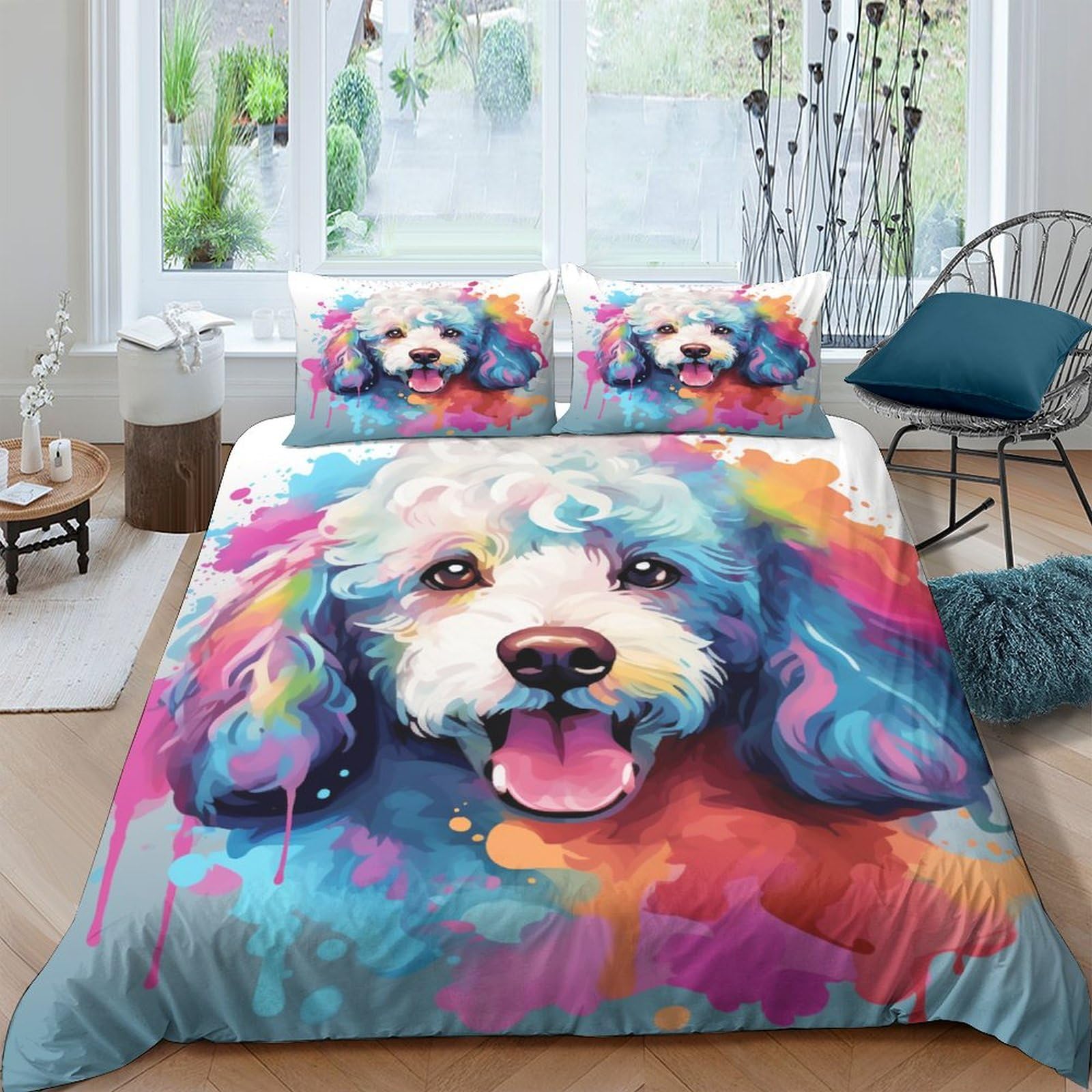 Housse de couette pour peau sensible et parure de lit enfant motif chiot