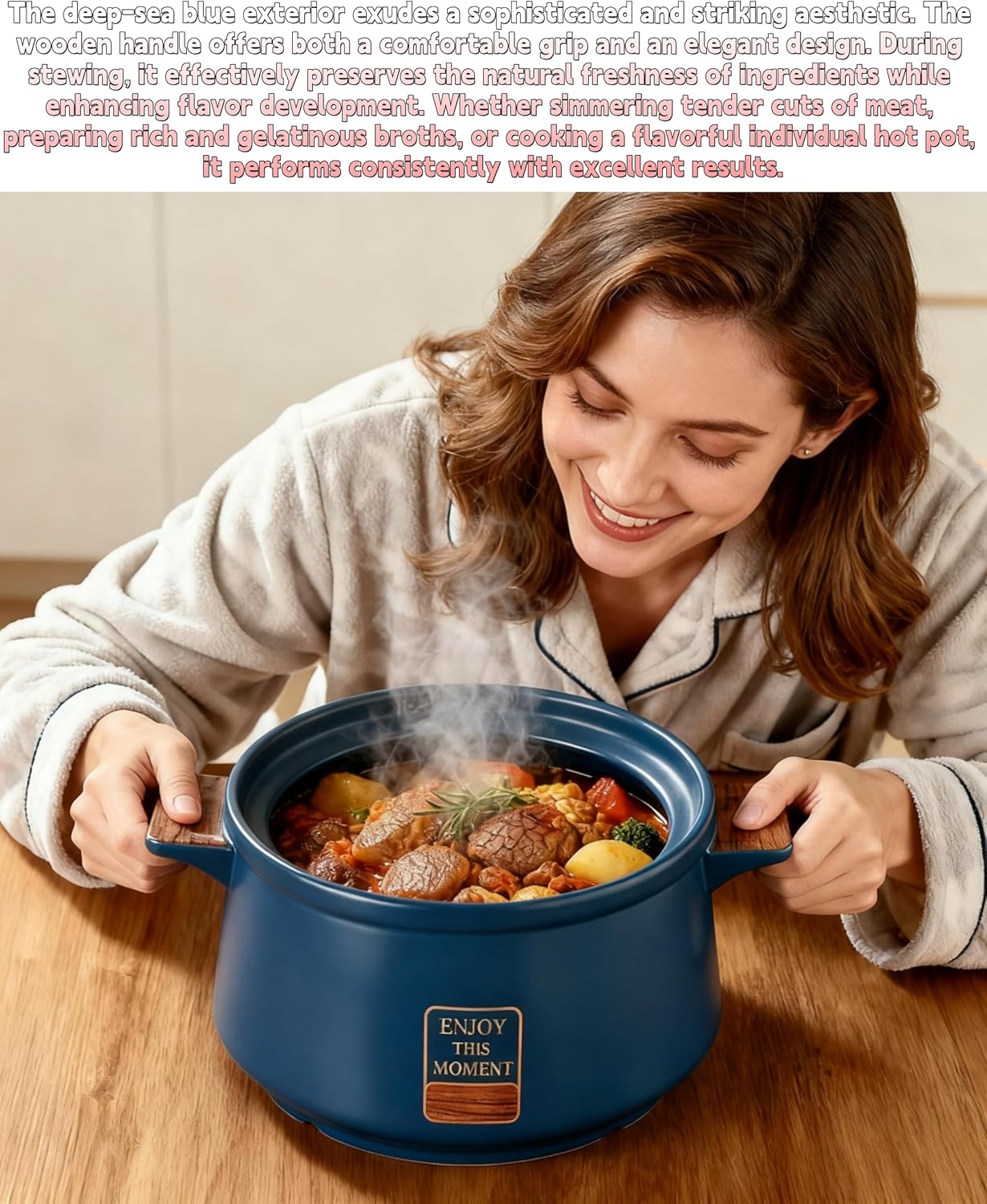 Clay Cooking Pot with Lid，featuring long-lasting heat retention, suitable for family members to cook and prepare soups（4.7-Quart）