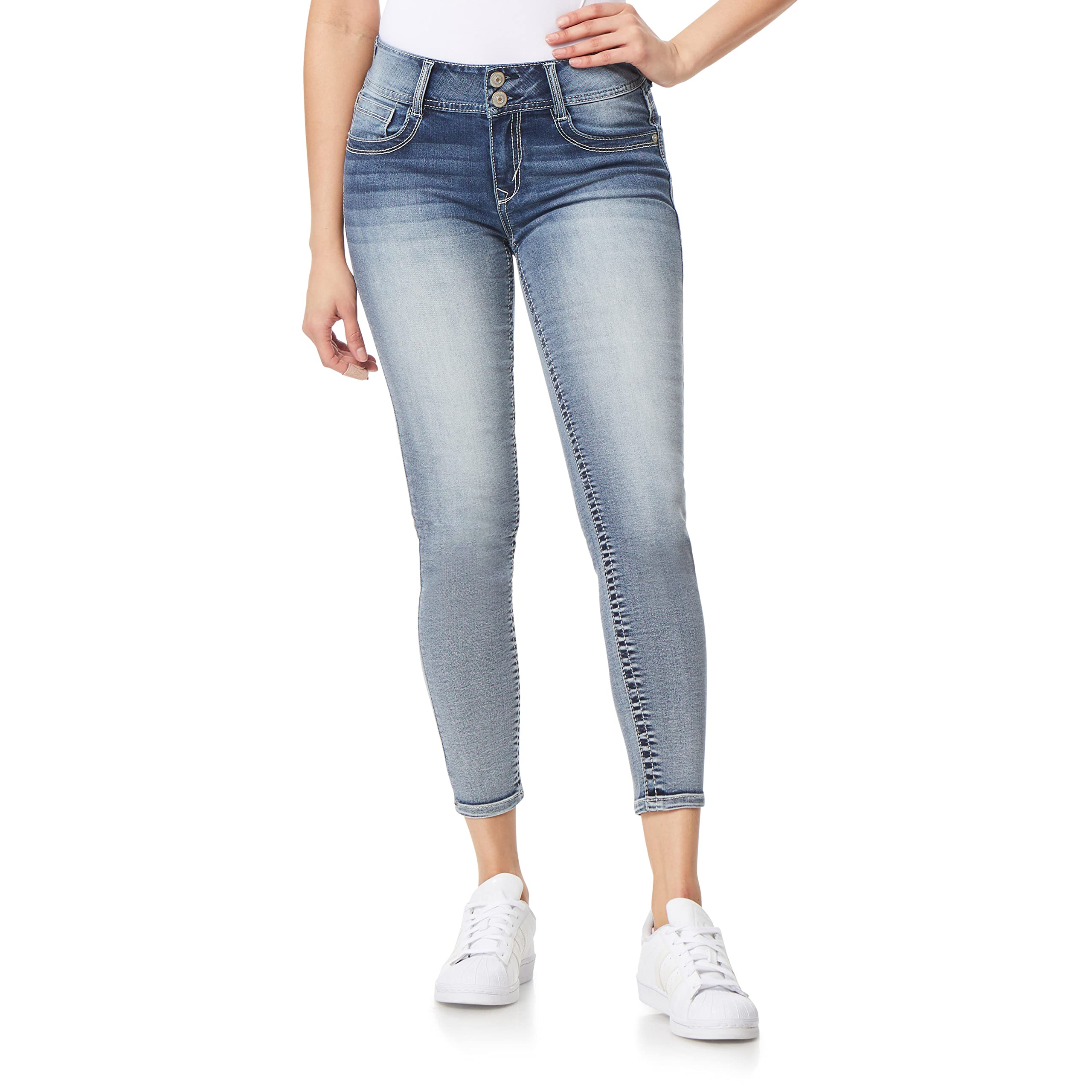 WallFlower Womens Luscious Curvy Ankle Mid-Rise Insta Stretch Juniors Jeans