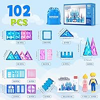 Vista 5 de 102 piezas de baldosas magnéticas para construir un castillo de hielo, bloques de construcción 3D STEM educativos para juegos de simulación, regalos