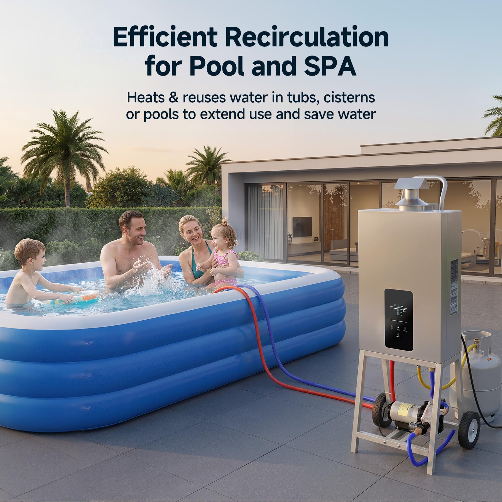 SUPA Poolheizung, Der Weltweit Schnellste Tragbare Hot Tub Und Aufstellpool-HeizgeräT, Mit Heizungssteuerung Und RäDern, Nutzt Propangas, Eine Energieeffiziente Leistung