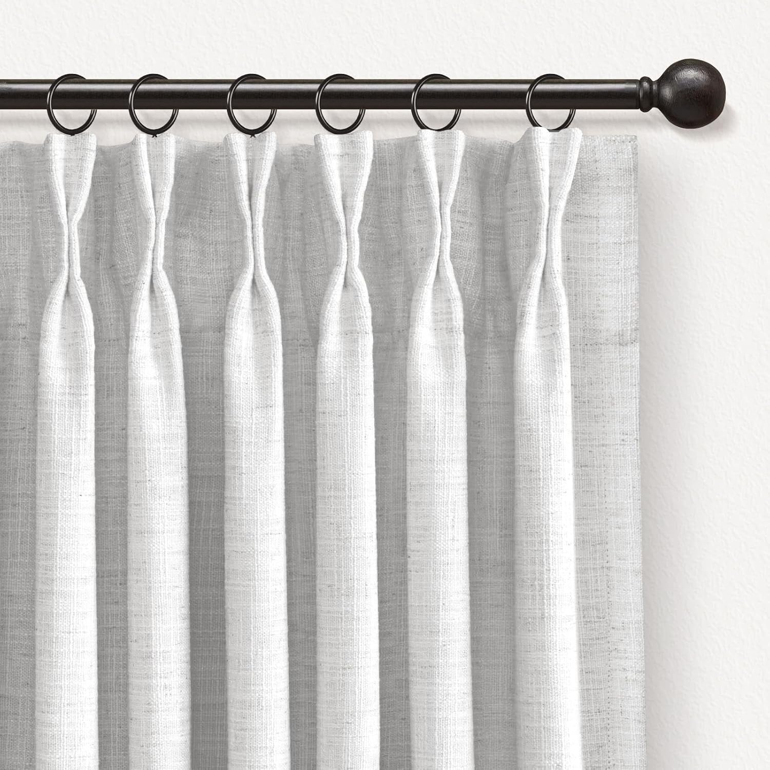 INOVADAY Pinch Pleated Curtains, 100% Light Blocking Linen Pinch Pleat Blackout Curtains for Bedroom, Thermal Insulated Blackout Drapes 2 Panels Set for Living Room - Greyish BeigeWhite, W40 x L95 Greyish Beigewhite 40"W x 95"L (Pack of 2)