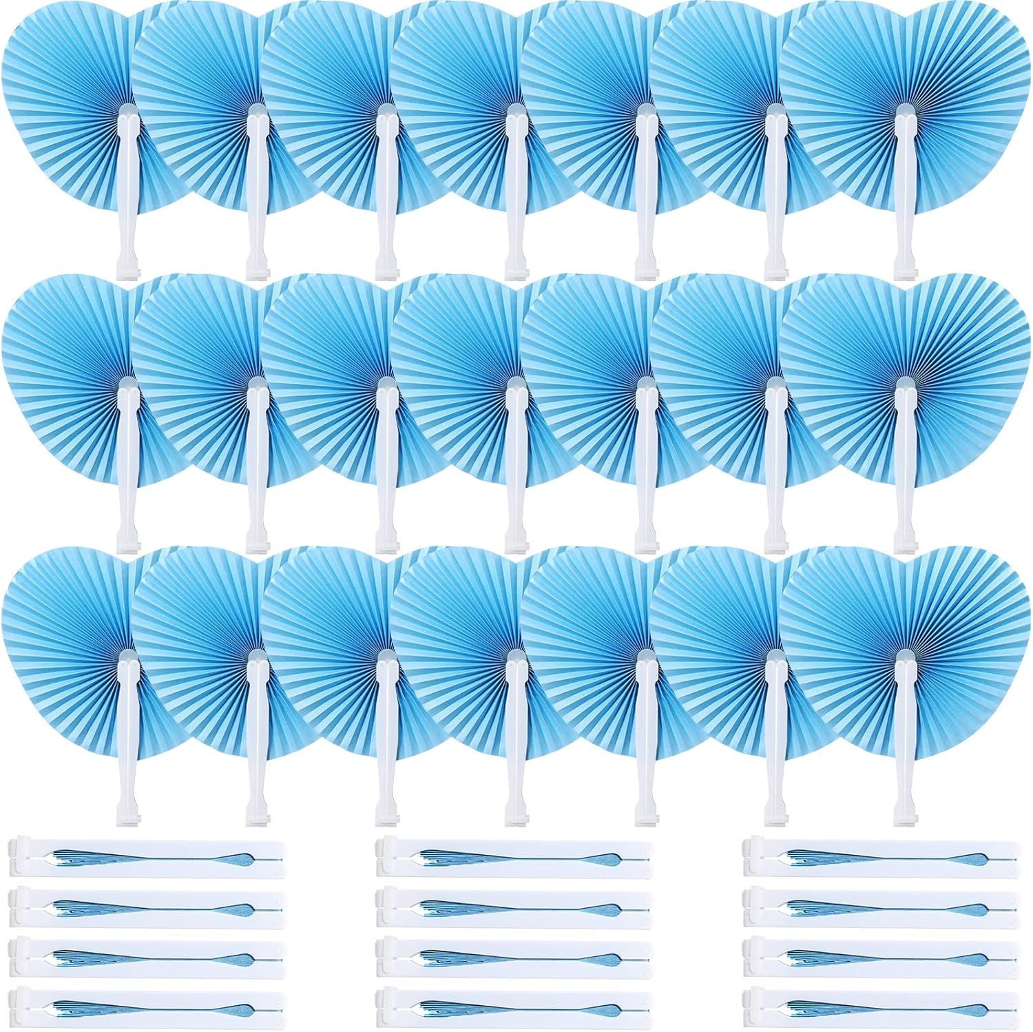 Blulu 60 Pack Wedding Decorative Paper Folding Hand Fan Handheld Heart Wedding Foldable Fan Chinese and Japanese Decoration Bulk for Bridal Guest Summer Dancing Birthday Party Favors(Red White)
