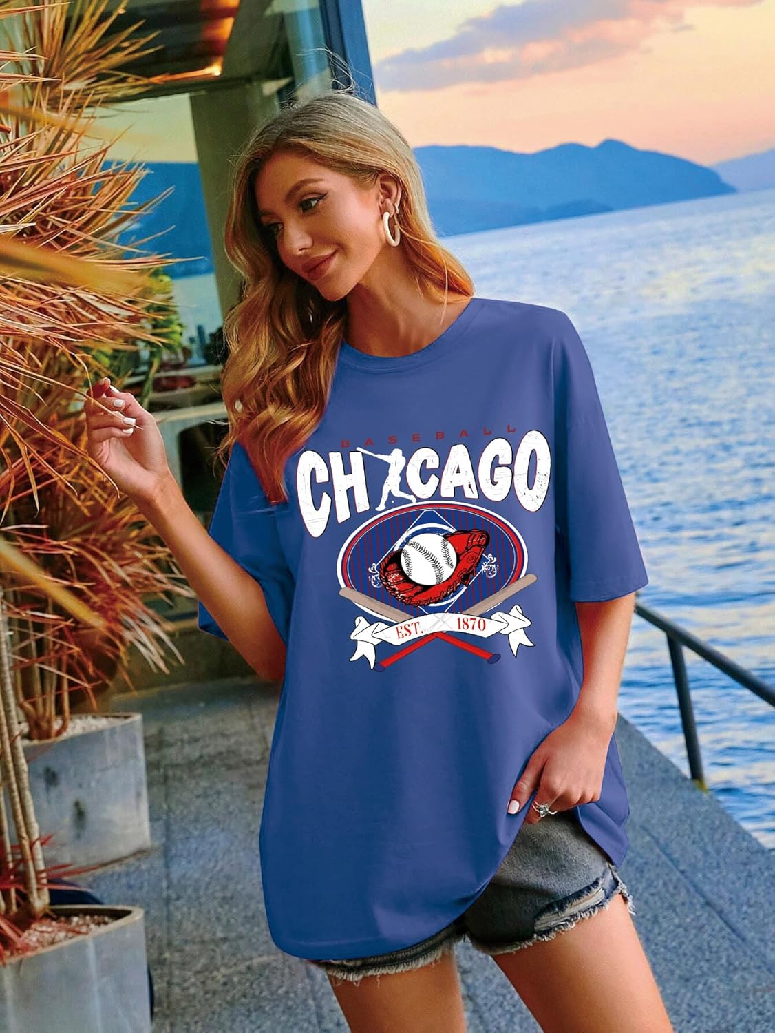 Oversized Baseball Shirt for Women Game Day Shirt Team Graphic Tshirt Casual Short Sleeve Tee Tops - Image 5