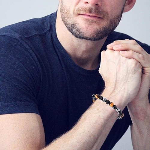 Vista 264 de Adjustable Crystal Bracelet – Gemstone Bead Bracelet with Adjustable Macrame String – Chic Gemstone Bracelet for Men and Women – 8mm Round Healing