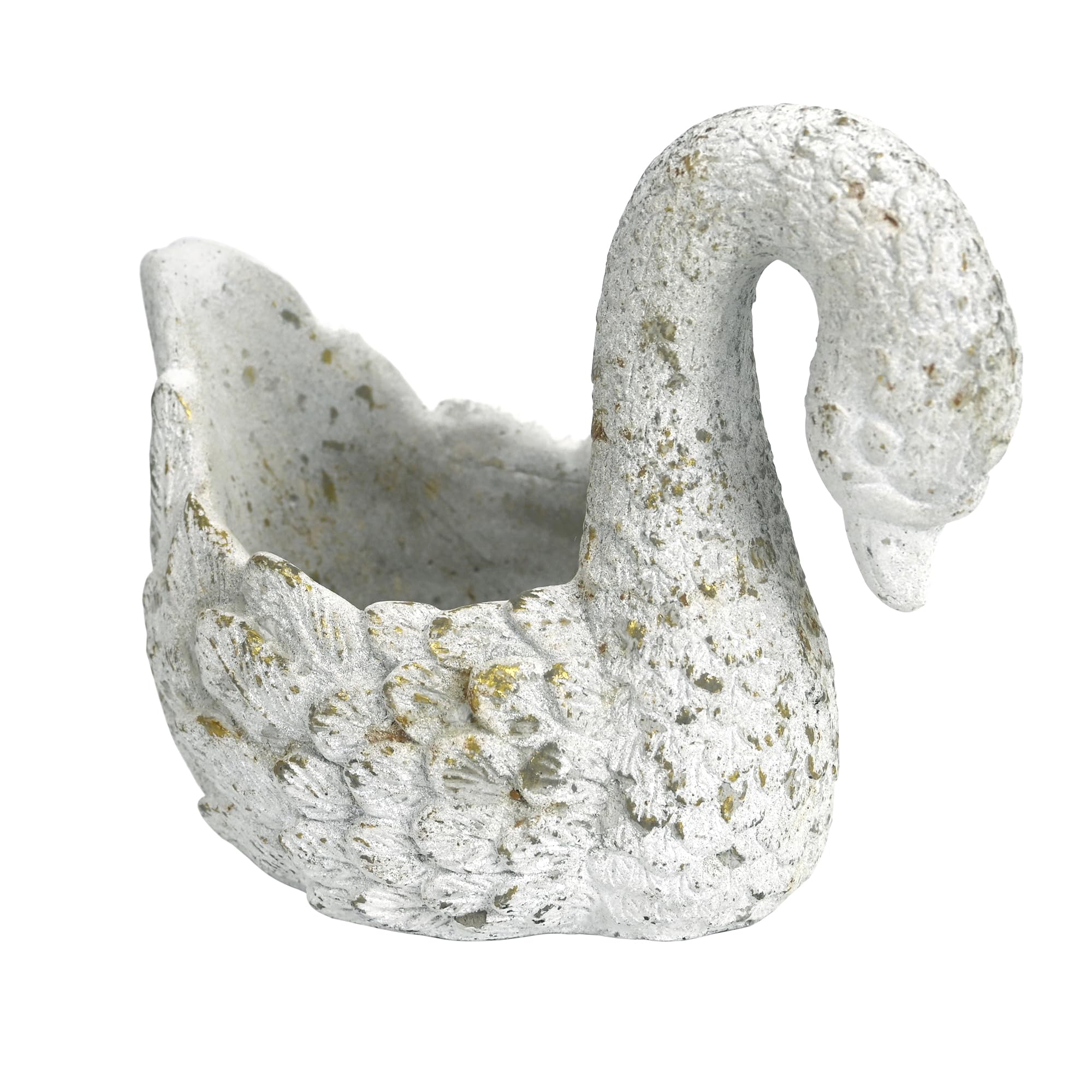 Z² BellaDecor white cement swan succulent planter