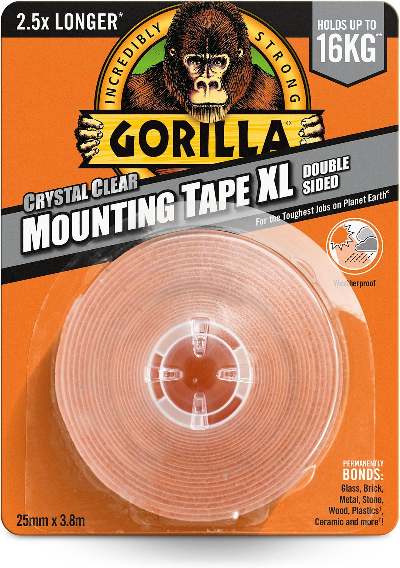 Gorilla 3044121 Double Sided Mounting Tape XL Clear 3.8m