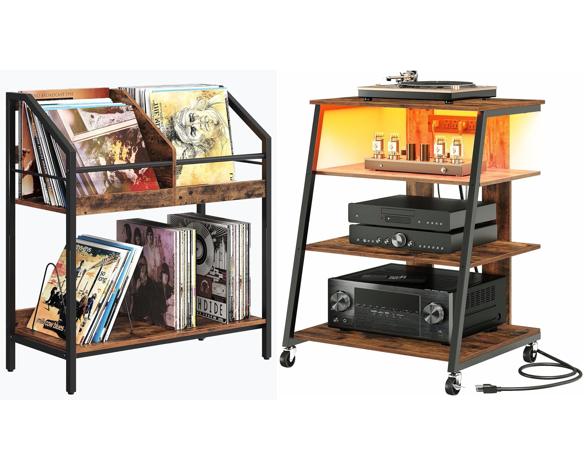 Amazon.com: CHOEZON 2-Tier Vinyl Record Storage Holder Rack, 250 LP ...