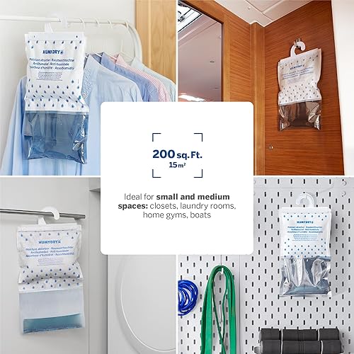 Miniatura 6 de HUMYDRY Paquete de 6 deshumidificadores colgantes de 15.87 oz  Absortor de humedad para armarios y espacios cerrados  No necesita electricidad
