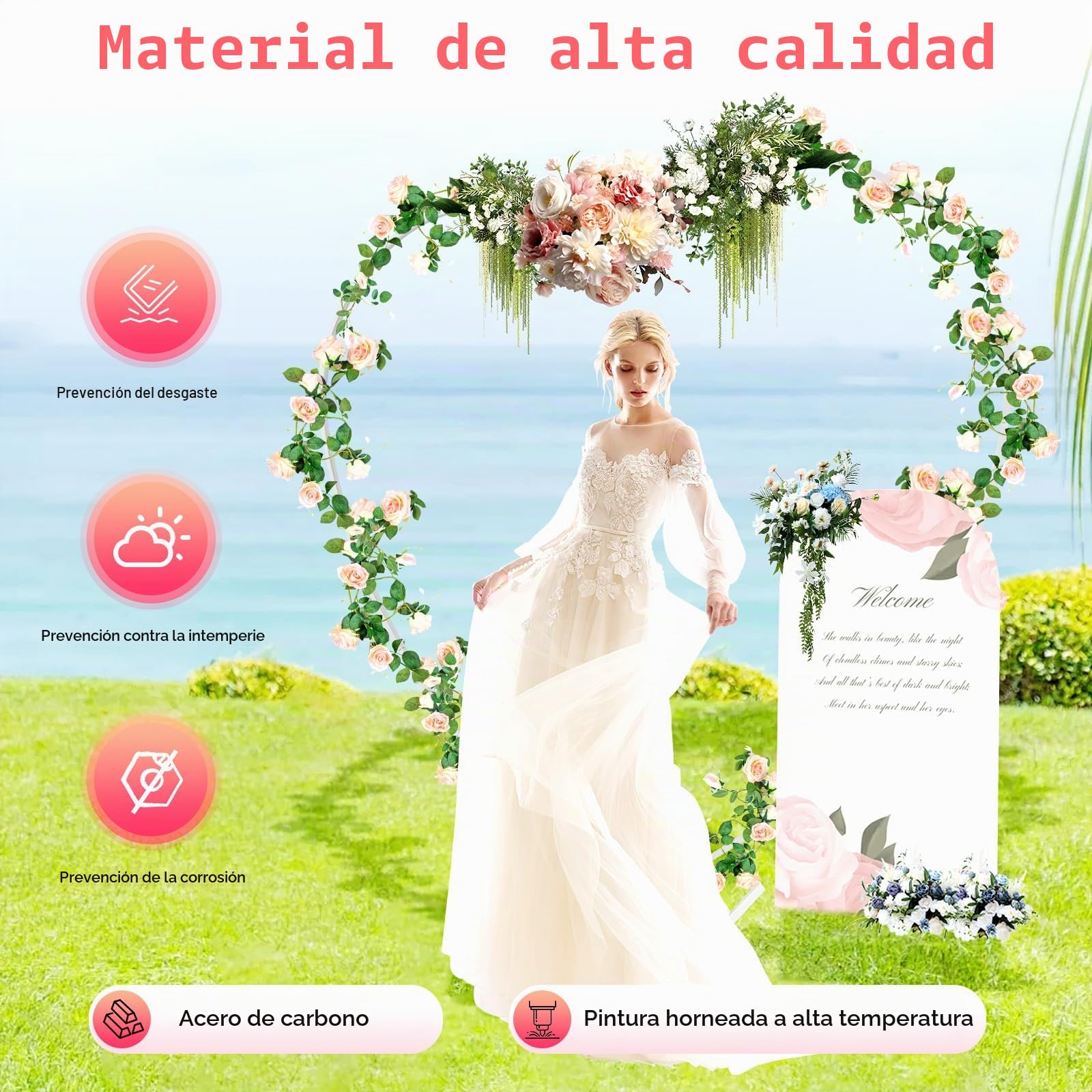 Sfondo per matrimonio a forma di zona, 200 x 210 cm, supporto per palloncini e fiori, per matrimoni, feste di compleanno, banchetti ed eventi, splendida decorazione per cabina fotografica