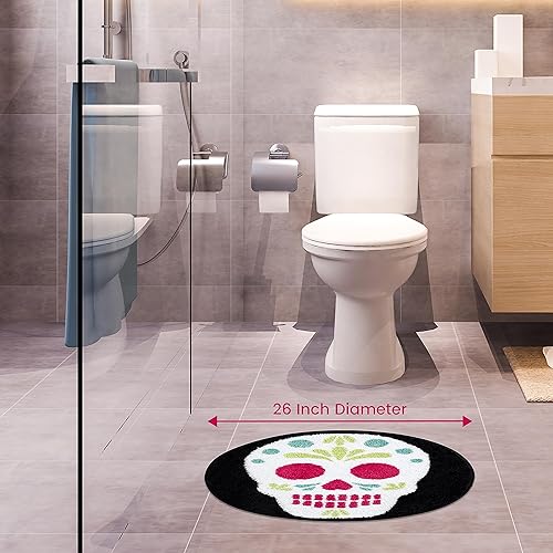 Miniatura 7 de Indecor Home Alfombra de baño de Halloween, súper absorbente, parte trasera de PVC antideslizante, diseños divertidos para bañera, ducha, bañera,