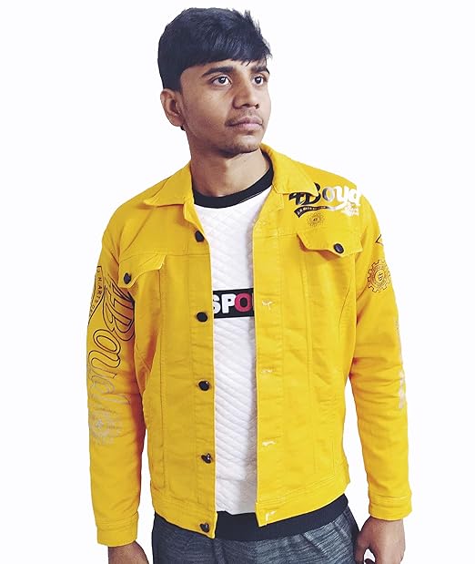 denim jacket men yellow