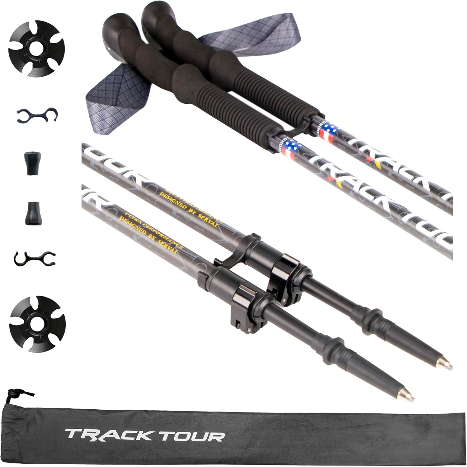 carbon fiber trekking poles ultra lightweight hiking poles walking sticks with cork and eva foam grips quick adjustable flip locks matt carbon transparent