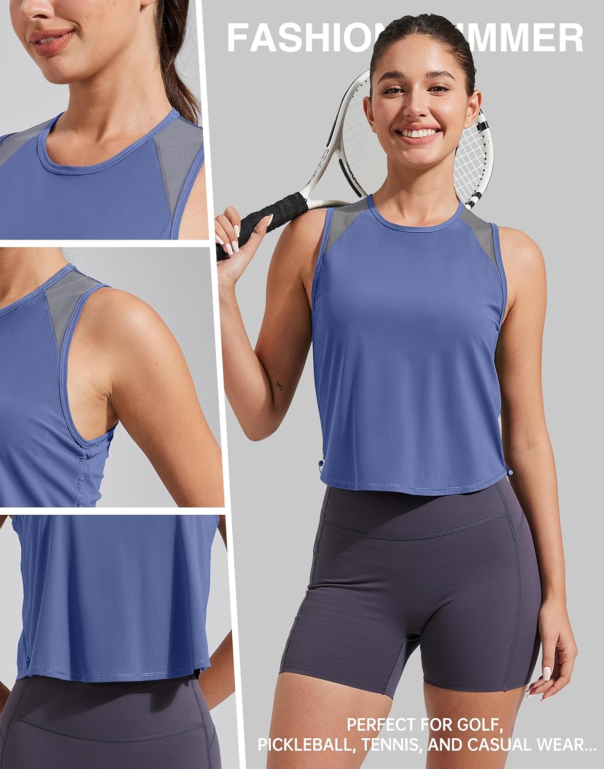 Pioneer Camp Women's Workout Tank Tops Mesh Panel Loose Fit Muscle Tank Athletci Sleeveless Yoga Running Shirts - Image 3