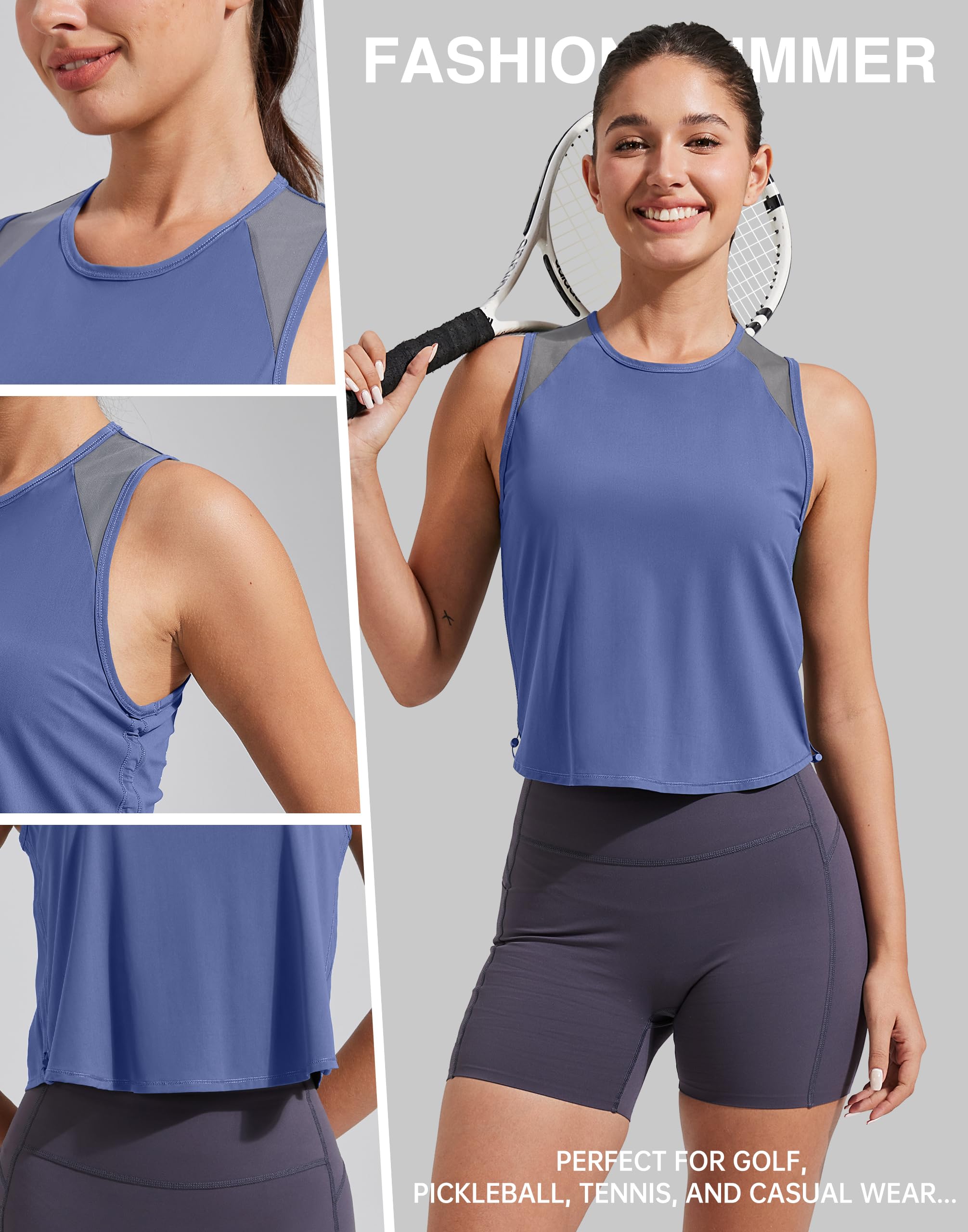 Pioneer Camp Canotte da allenamento da donna con pannello in rete, vestibilità ampia, senza maniche, per yoga, corsa