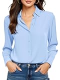 Soft Non-Iron & Wrinkle-Free Womens Button Down Shirts with Mulberry Silk Long Sleeve Blouse Casual Work Tops