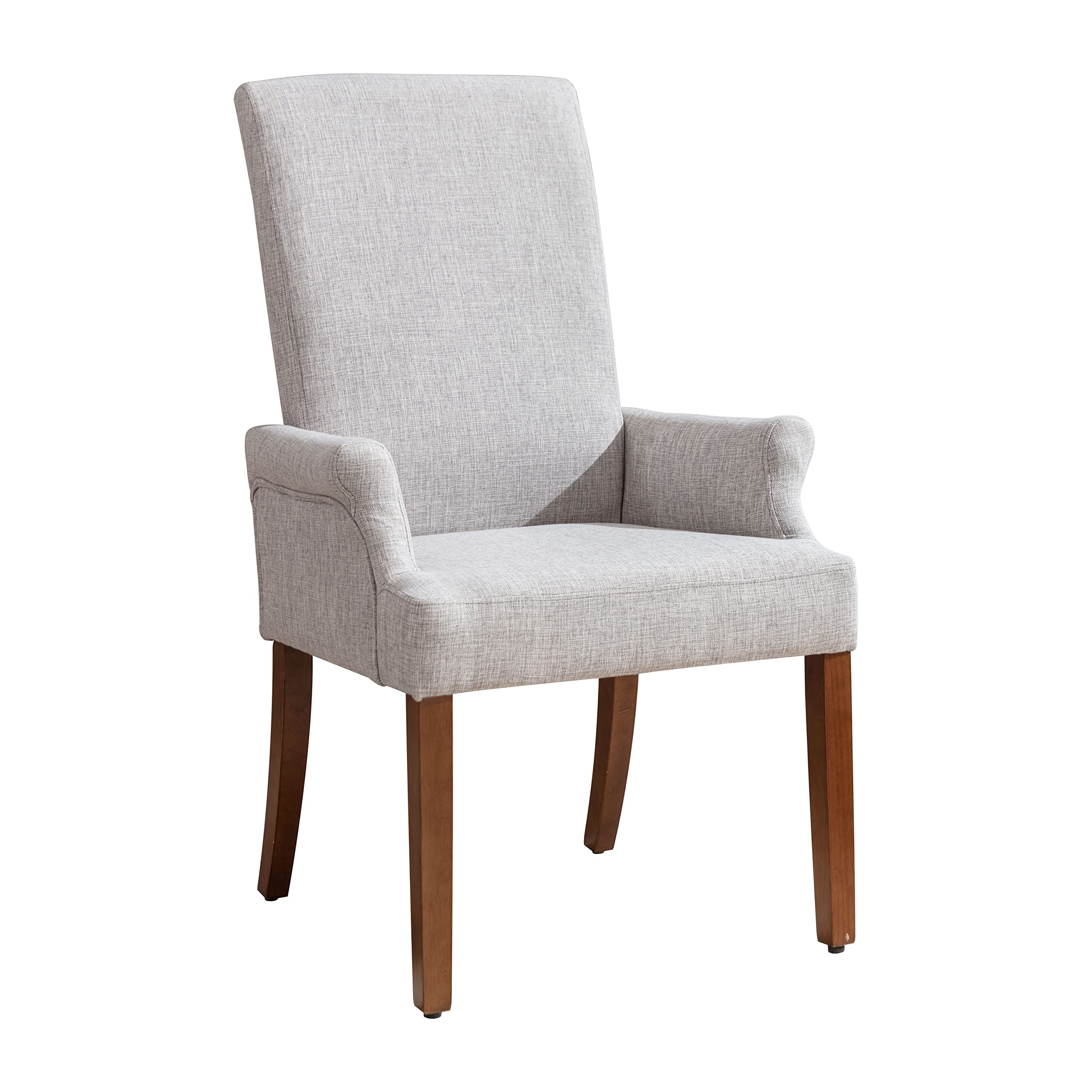 Restworld Fabric Arm Dining Chair,Tufted Upholstered High Back Nailed Trim with Untique Oak Wood Legs for Kitchen Restaurant Room Bedroom (Light Gray, SingleA)