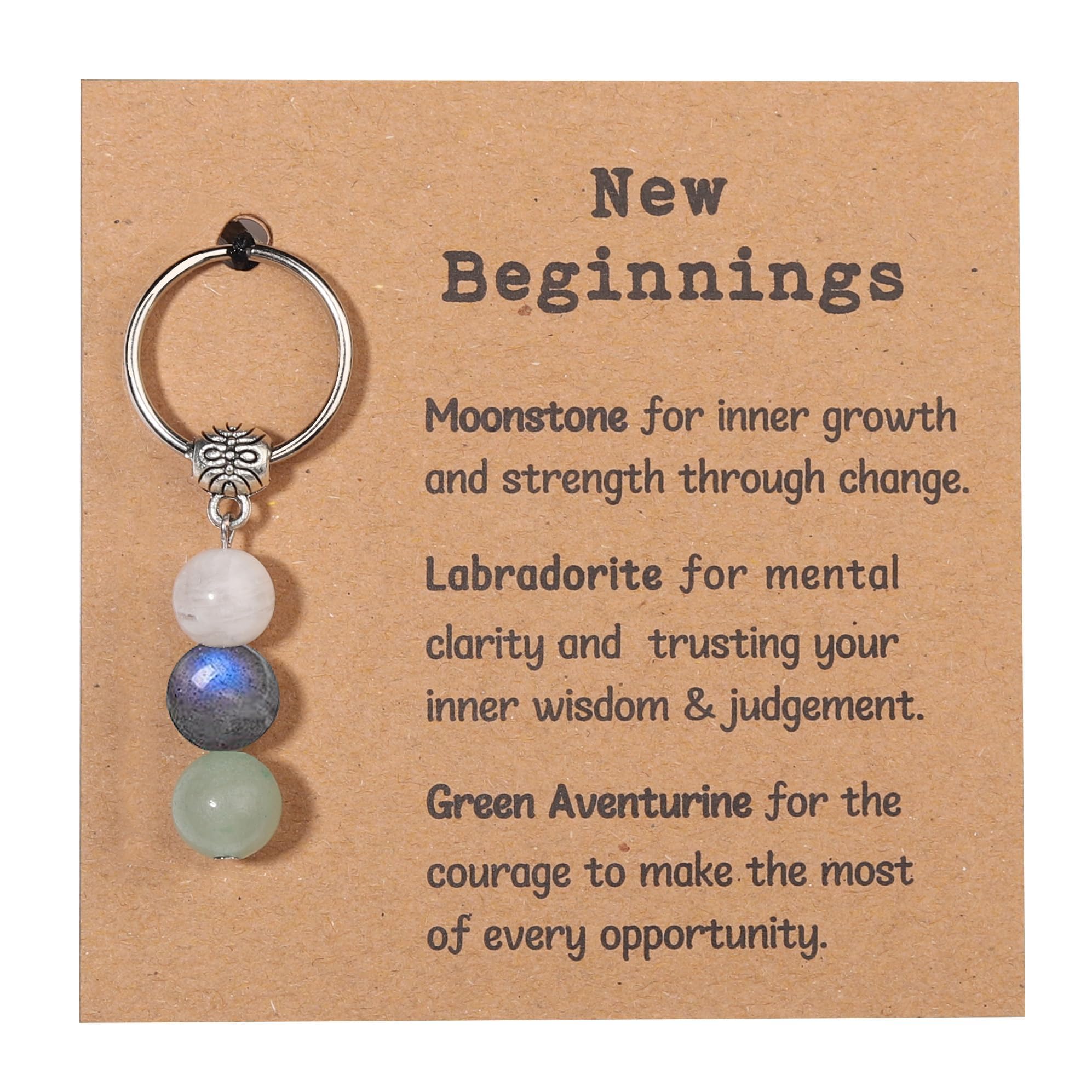 GINAZL Natural Crystals Keychain Gift for New Beginnings, New Beginnings Gifts for Coworker Anxiety Relief Keychain for Women