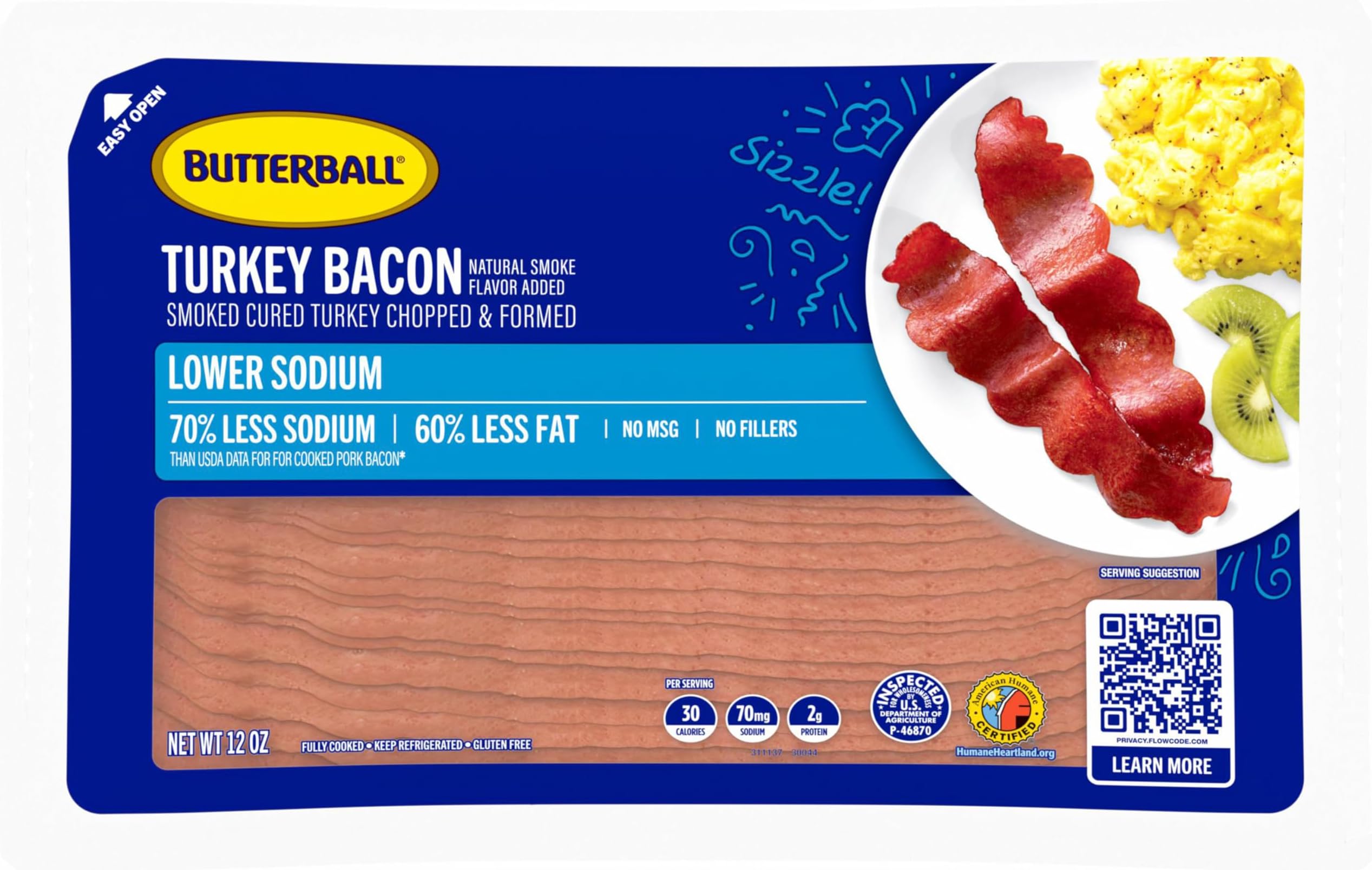Butterball, Lower Sodium Turkey Bacon, 12 oz