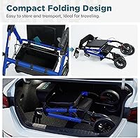 Vista 5 de Andador todo terreno ELENKER con ruedas no neumáticas de 10", asiento y respaldo acolchados de esponja, marco completamente ajustable para personas