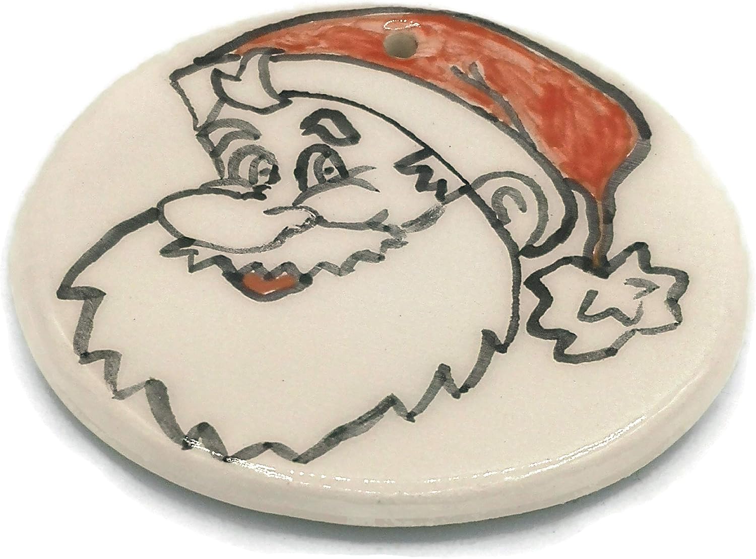 Handmade Santa Ornaments for Christmas Tree, Ceramic Gift Tags