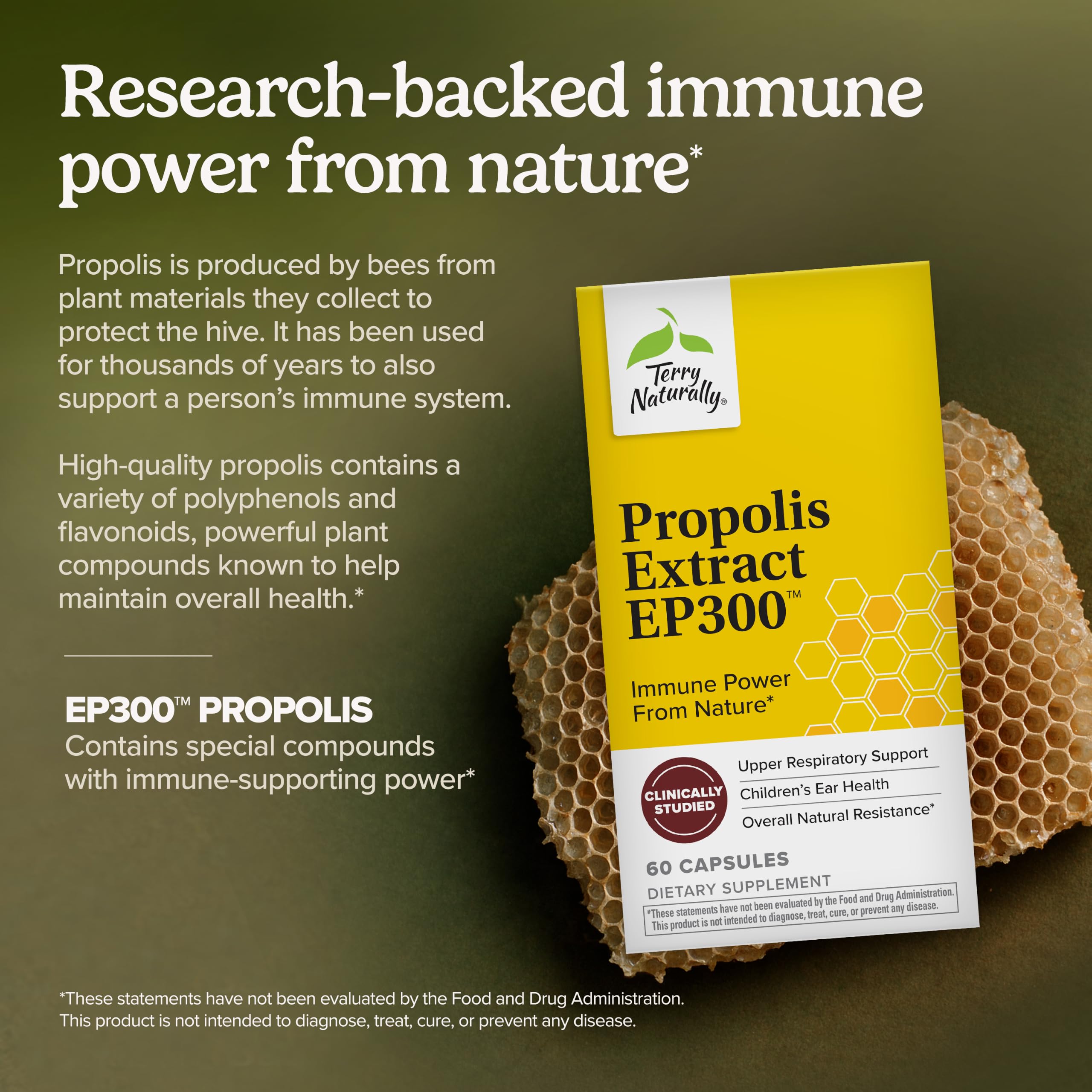 Terry Naturally Propolis Extract EP300 - Throat & Health Support - 60 Count — Amazon image 3