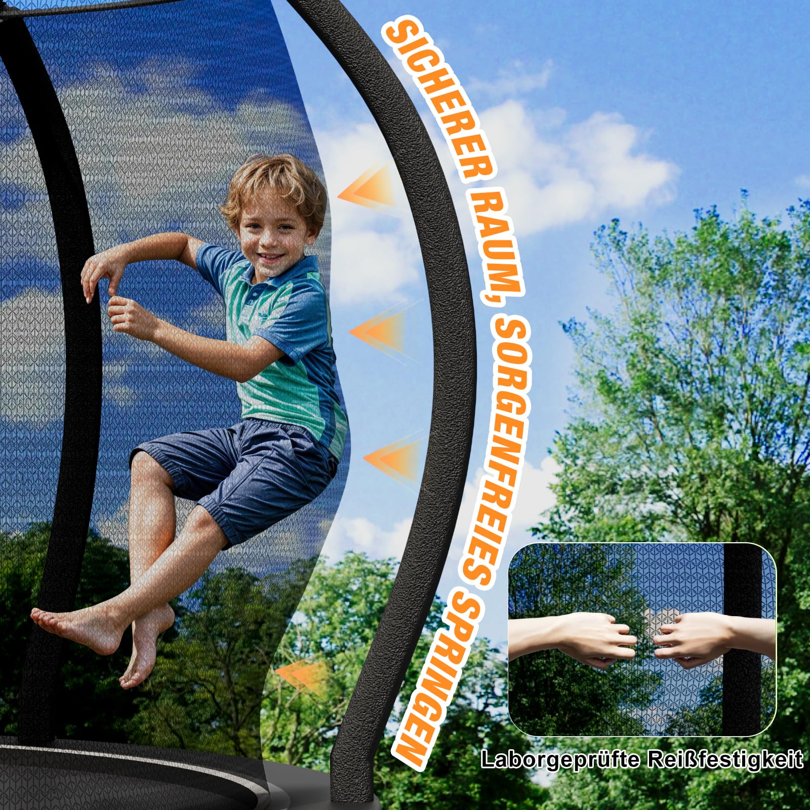 Devoko Trampolin Outdoor Ø228/305/366/427 cm, GS-Zertifikat, Mit verstärkten Beintraversen, Stabil, Robust und Belastbar