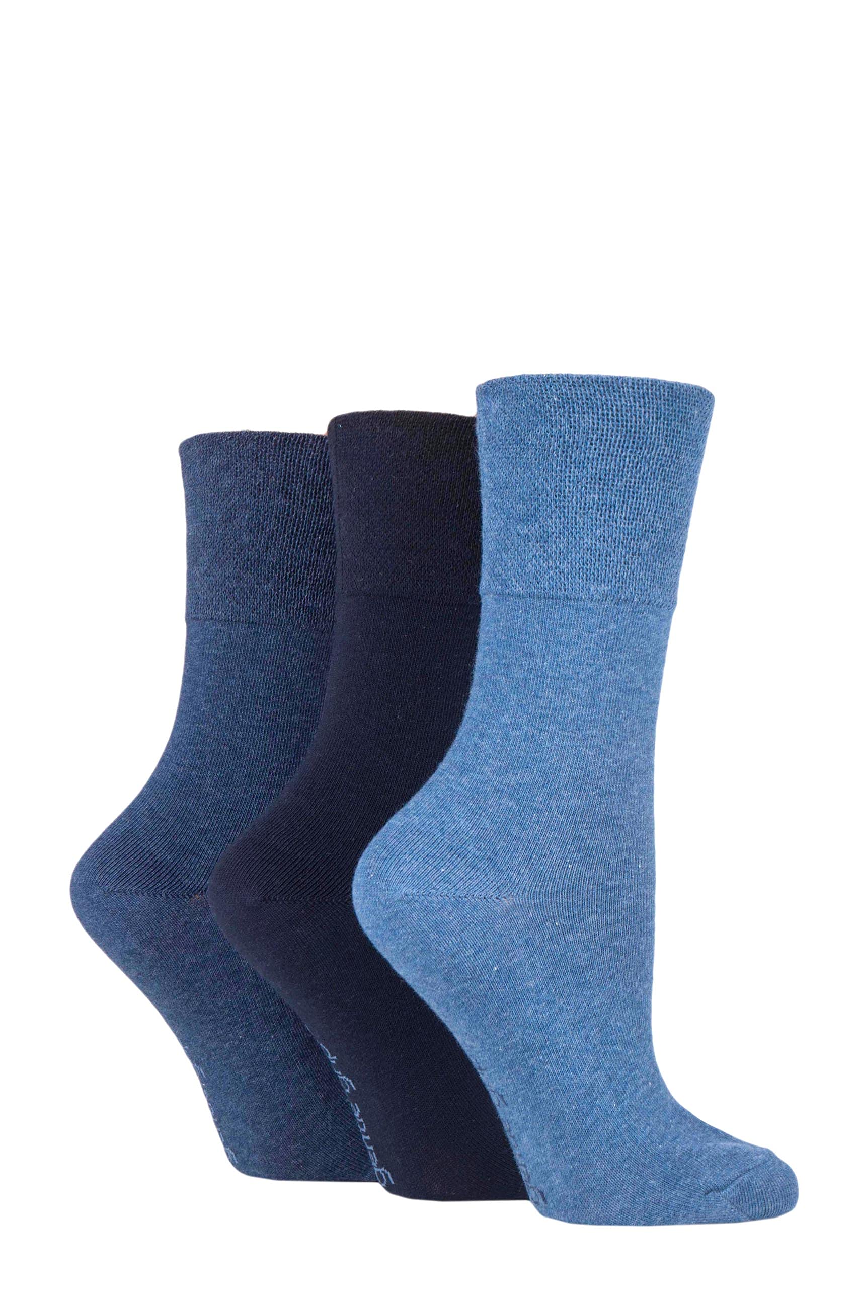 Sockshop Navy Gentle Grip Kids Plain Cotton Socks Pack Of 3 12.5-3.5