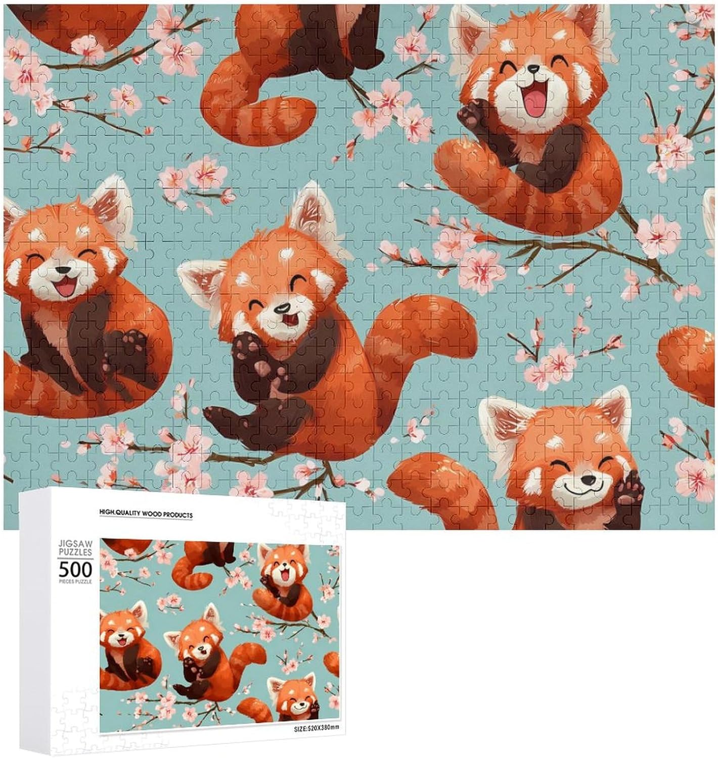 Red Panda Cute Animal Puzzles for Adults 500 PCS Wooden Jigsaw Puzzle Wall Decor Christmas