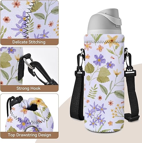 Vista 70 de AUPET botella de agua con aislamiento, botella de agua de neopreno aislado, bolsa para transportar, 500 mililitros, correa para el hombro ajustable