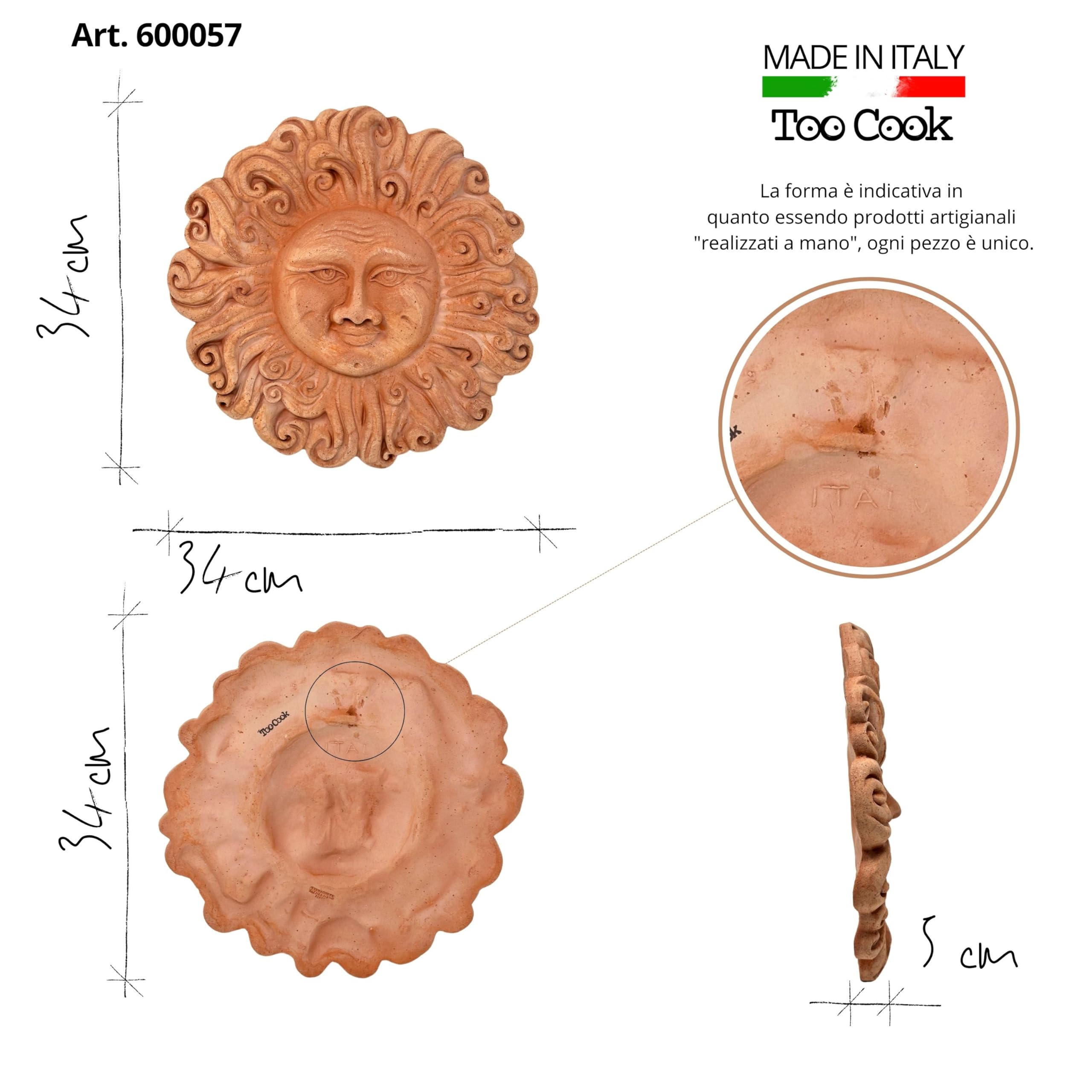 Décoration Murale Lune En Terre Cuite Artisanale 19 Cm - Style Rustique, Résistant Aux Intempéries - Pour Intérieur Et Extérieur