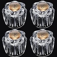 Enhon 2 Pairs Clear Acrylic Faucet Handles Replacement for Delta/Delex/Peerless - Hot/Cold Bathroom Knobs with Screws
