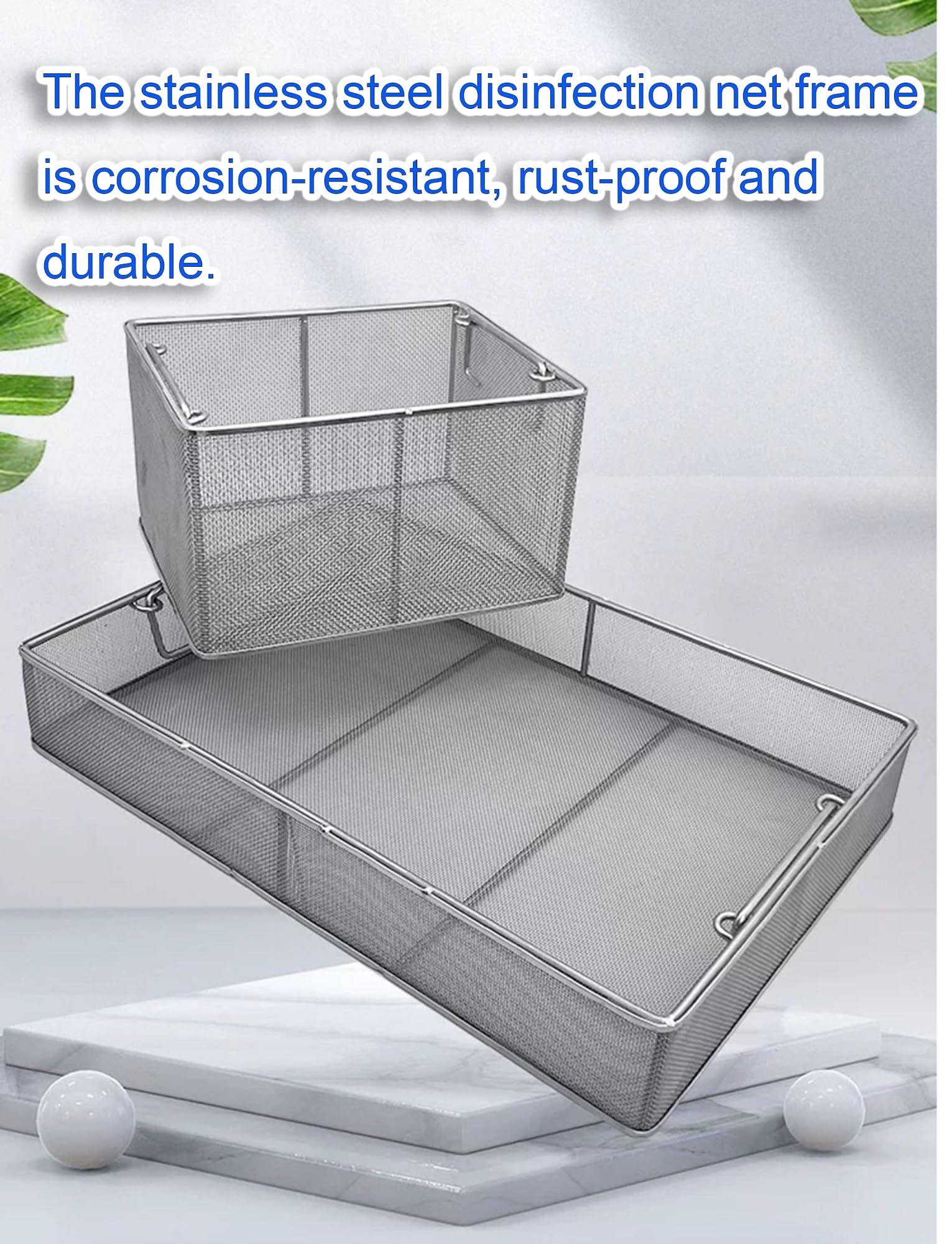 Cestino per sterilizzazione in acciaio inox 304 resistente, vassoio per strumenti chirurgici e contenitore medico per strumenti dentali, design a rete di precisione (60 x 40 x 20 cm)