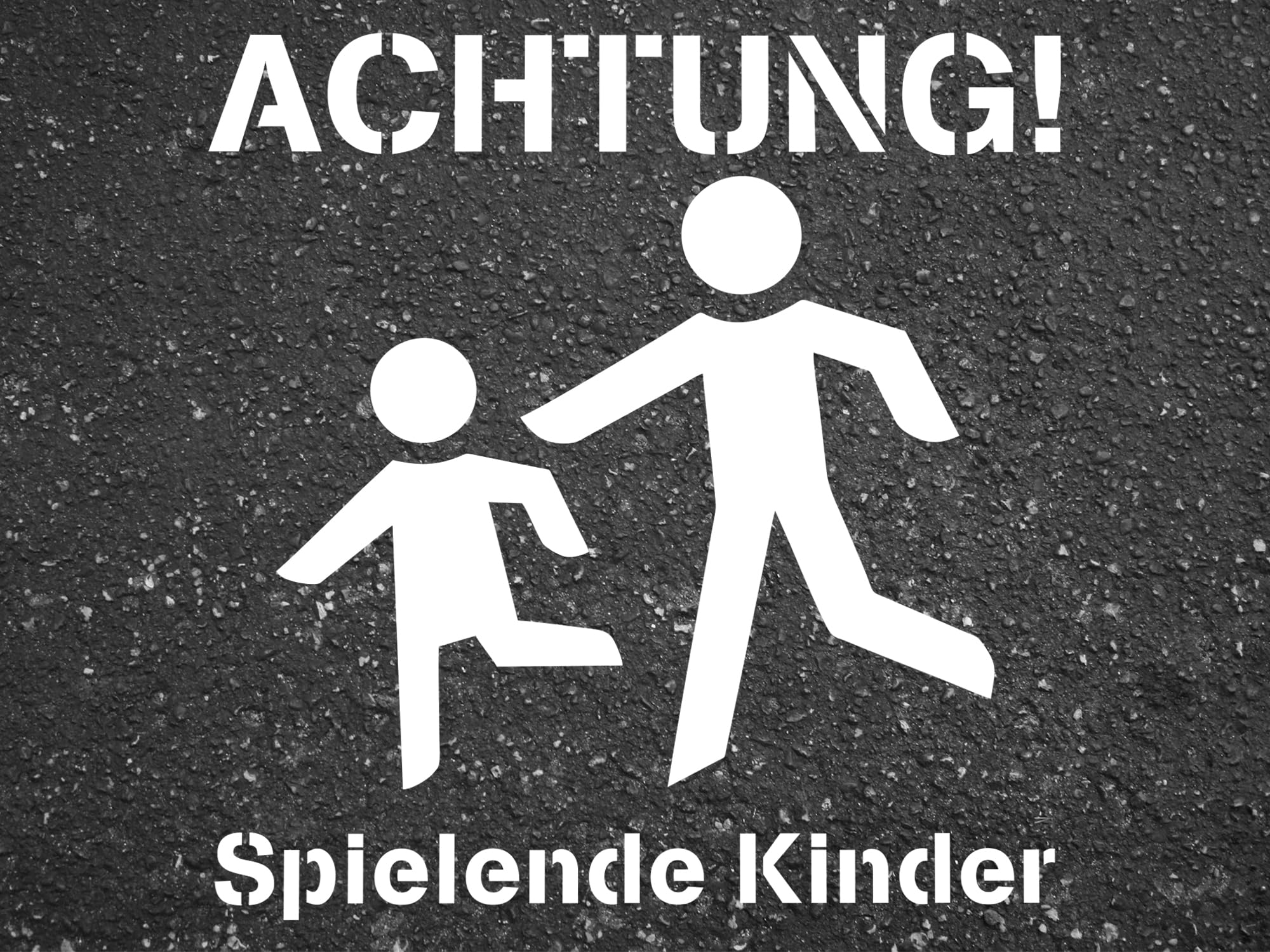 Schablone ACHTUNG Spielende Kinder | Sprühschablone Bodenmarkierung Spielstraße verschiedene Größen 60x60cm, 50x50, 40x40 (60x60cm)