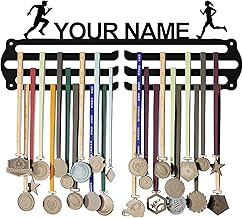 GLORY MEDAL HANGERS - Personalized Medal Hangers for Wall - Hang Up to 60 Medals | Metal | Sports Medal Wall Display | Medal Holder | Black Glossy Finish.